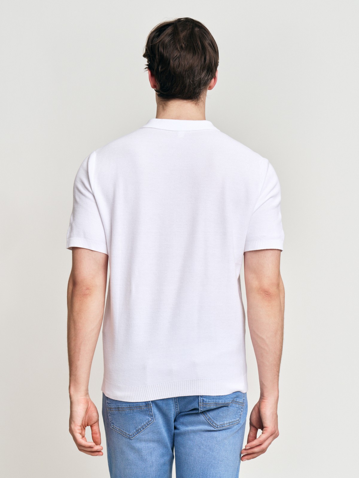 Трикотажный джемпер поло из хлопка с коротким рукавом