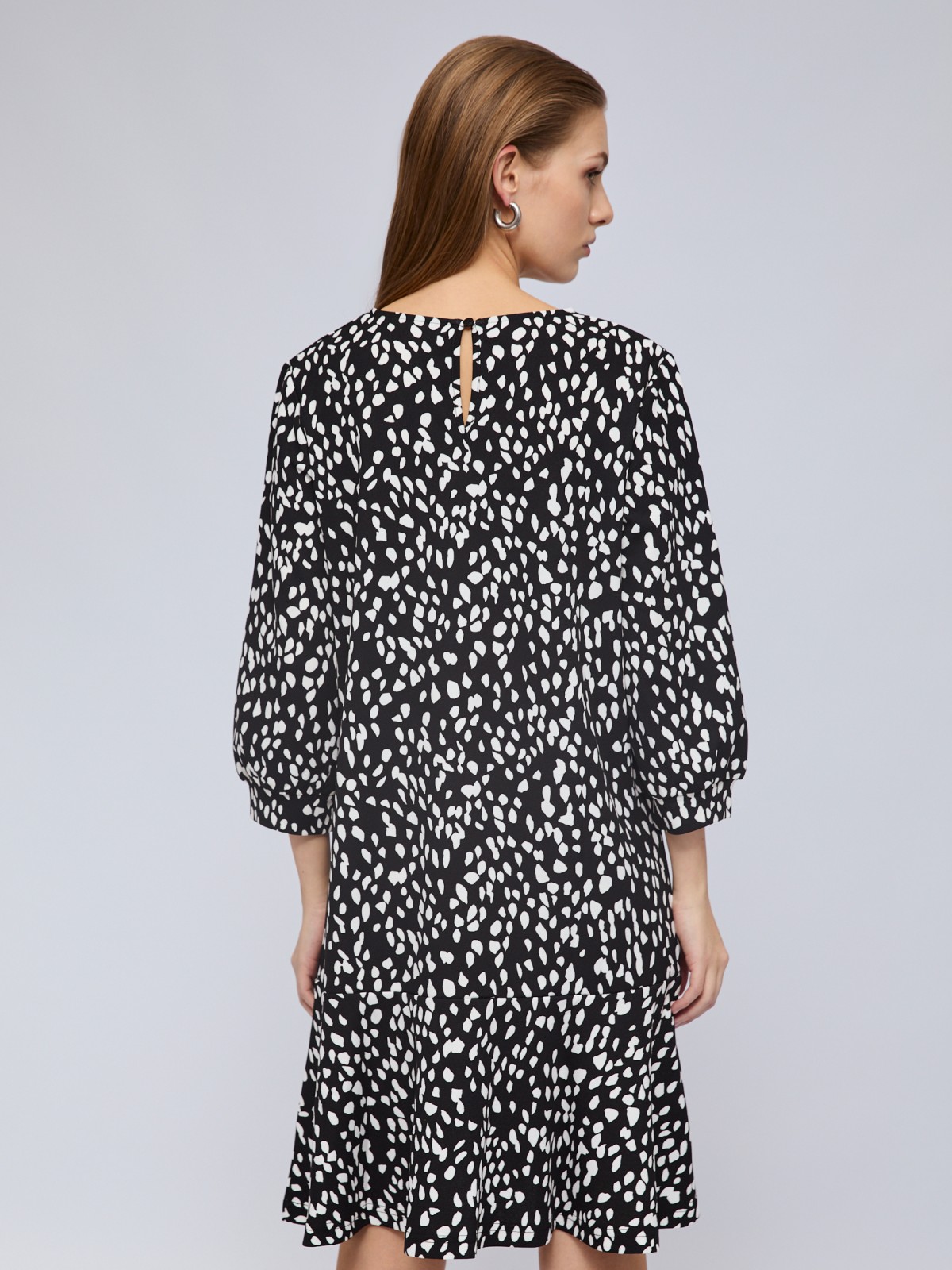 Платье длины мини с воланом и принтом