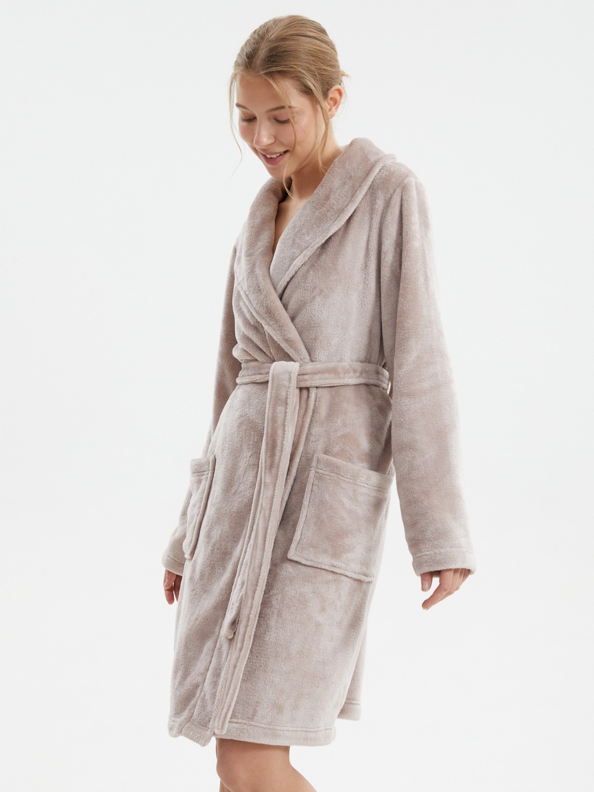 Халат из флиса с поясом