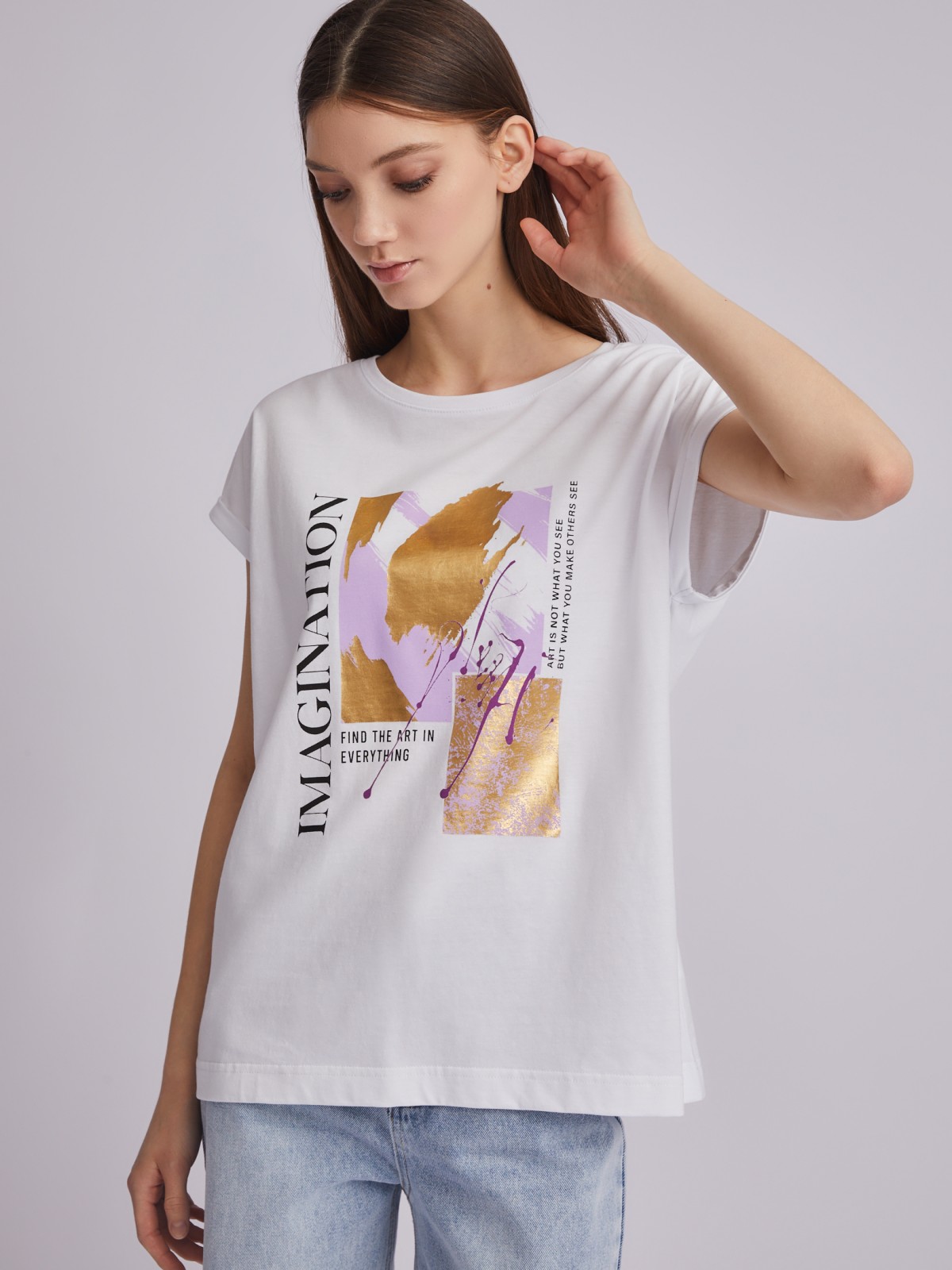 Футболка из хлопка  с принтом