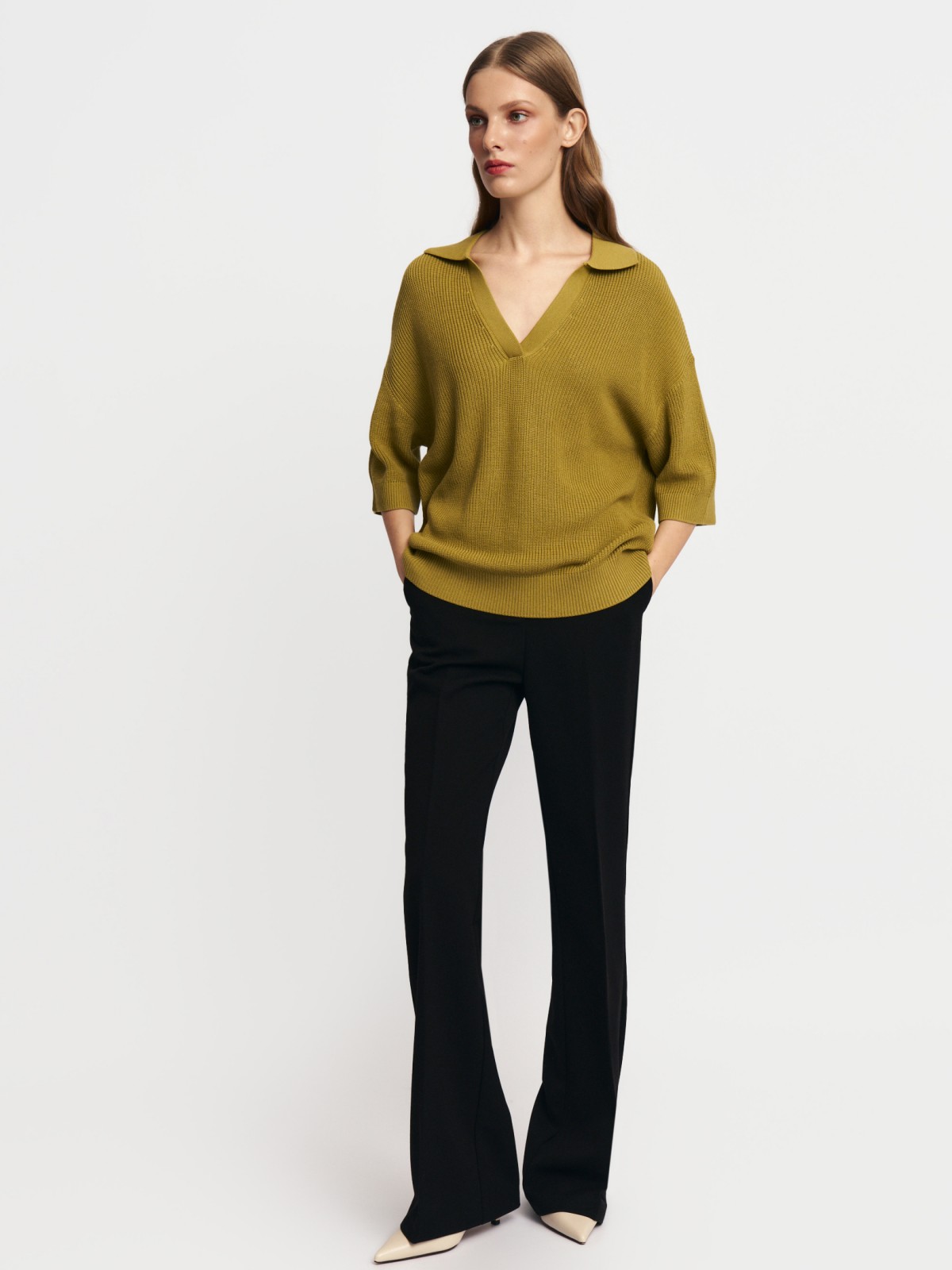 Трикотажный джемпер поло с коротким рукавом