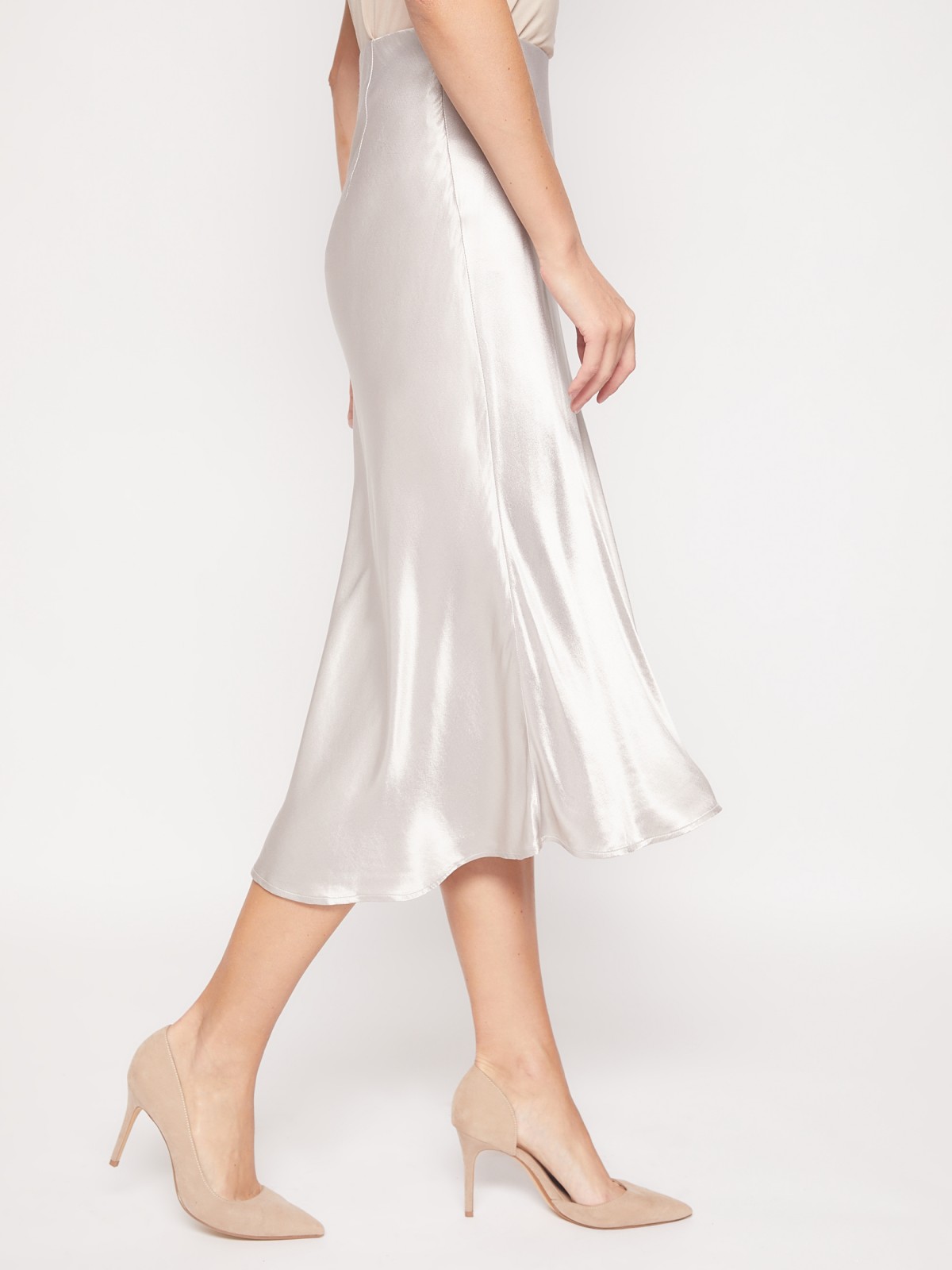 Атласная юбка миди zolla 021457830051, цвет серебряный, размер XS - фото 5
