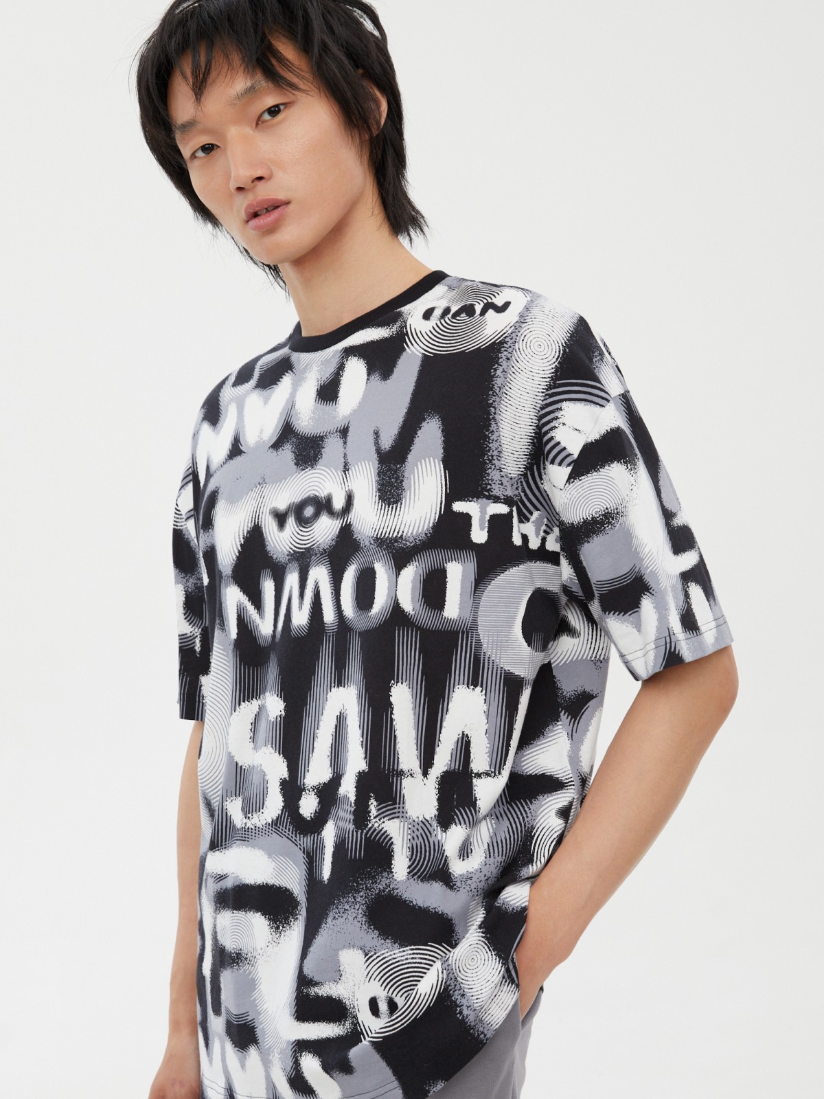 Футболка оверсайз из хлопка с принтом