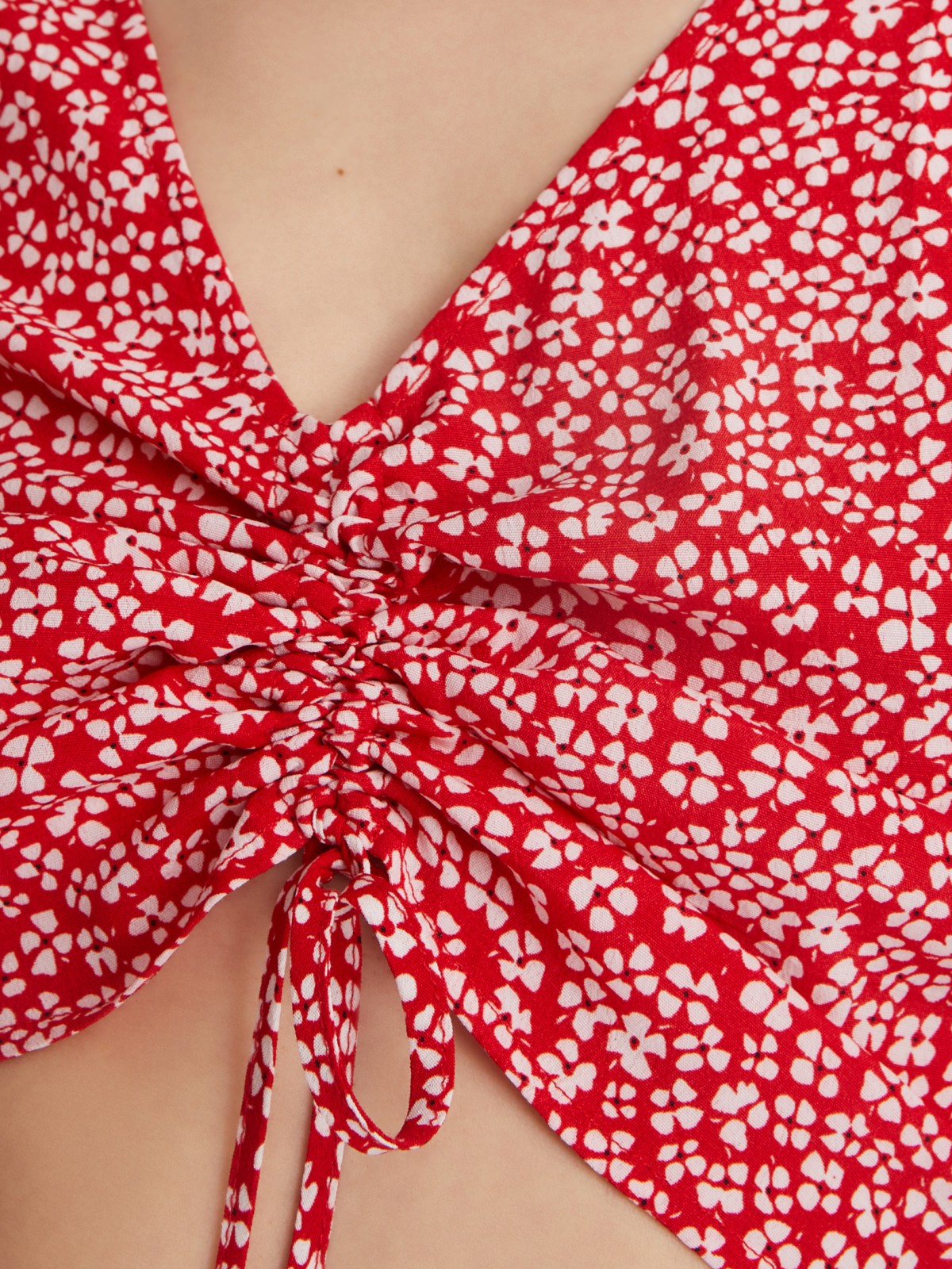 Блузка с короткими рукавами zolla 023241259051, цвет красный, размер XS - фото 5