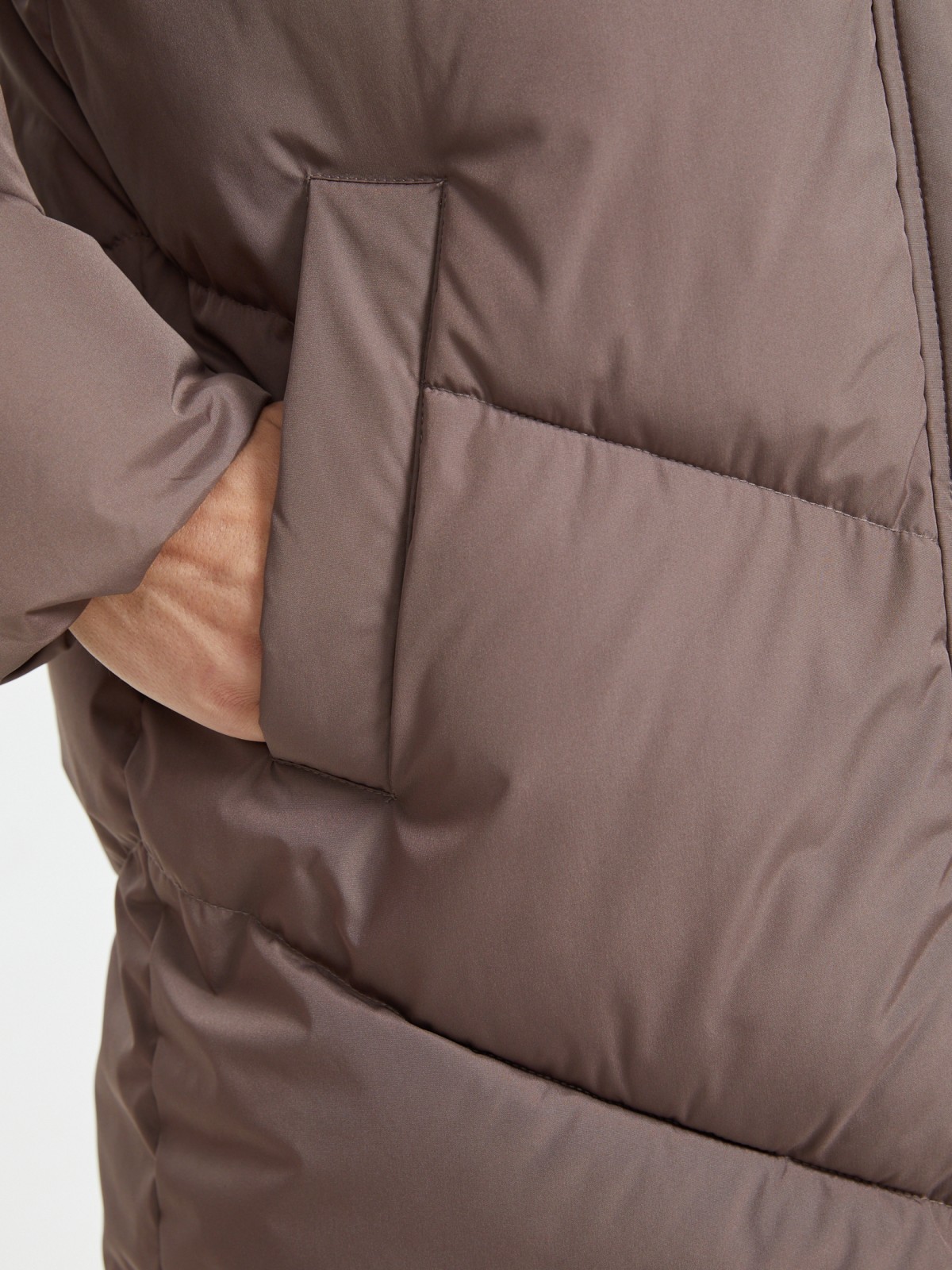 Тёплая куртка-пальто с капюшоном