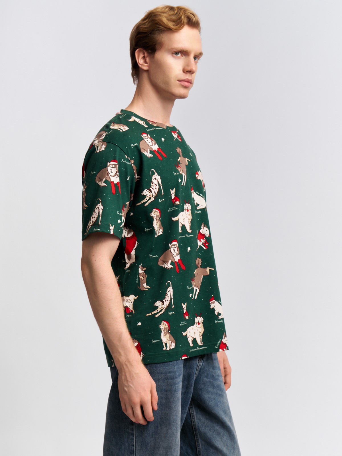 Новогодняя футболка из хлопка с принтом