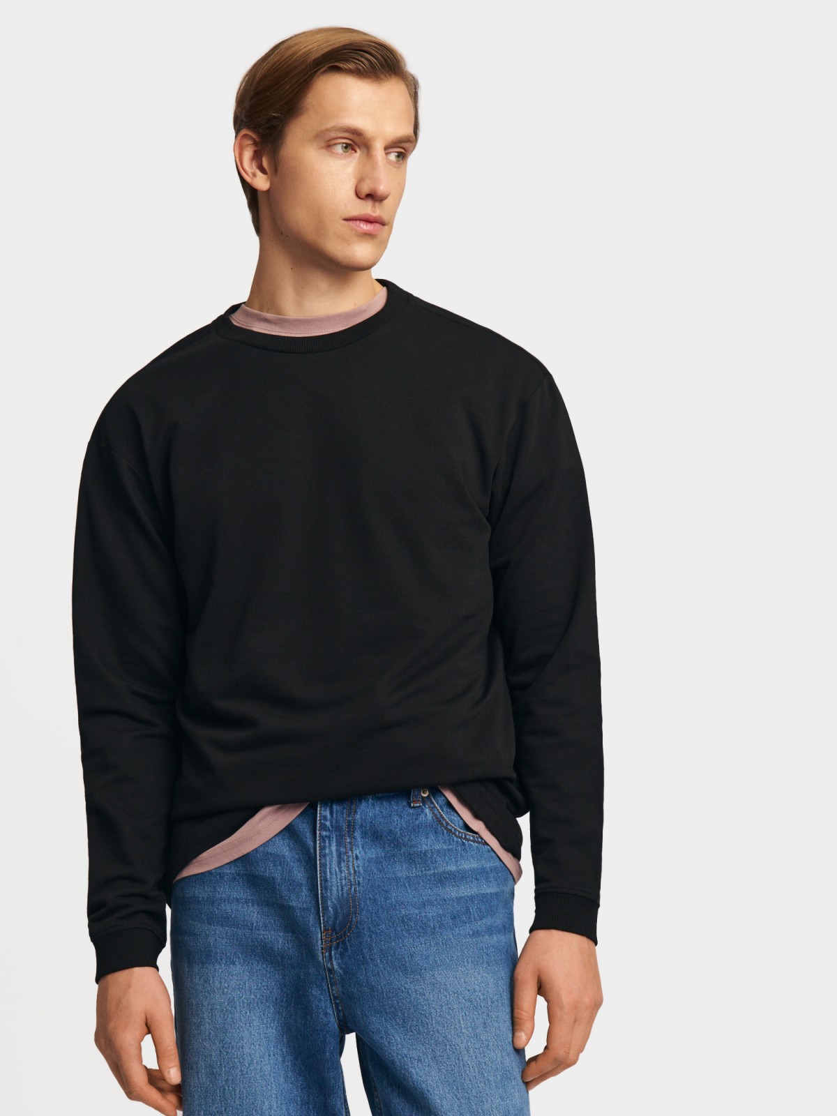 Трикотажный лонгслив из хлопка с длинным рукавом