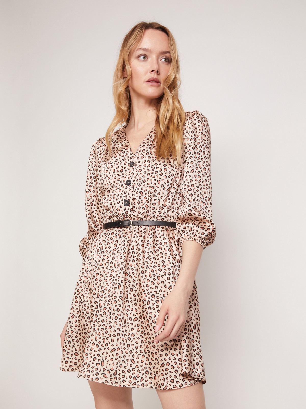 Платье с леопардовым принтом zolla 02131827J073, цвет бежевый, размер XS - фото 3