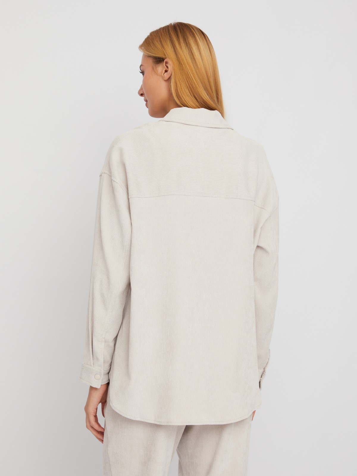 Вельветовая куртка-рубашка свободного силуэта zolla 02411540L023, цвет светло-серый, размер XXS - фото 5