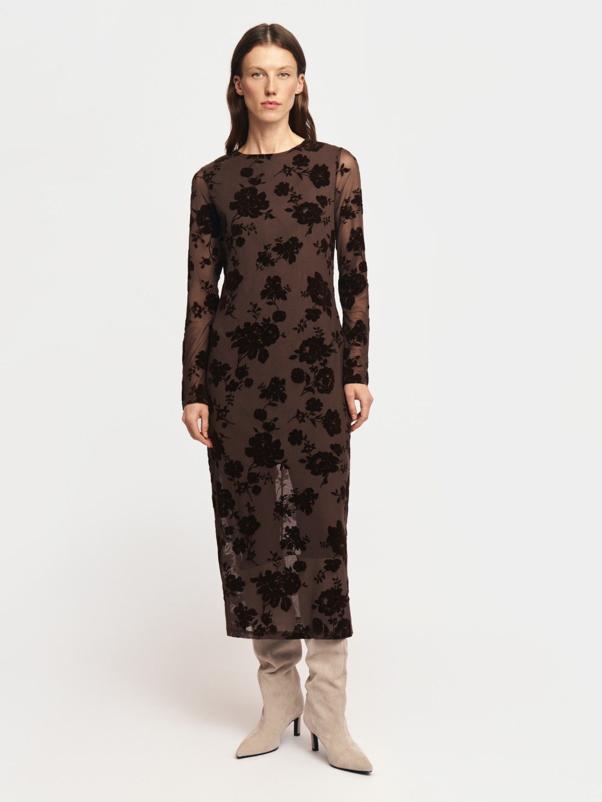 Платье из сетки с цветочным узором