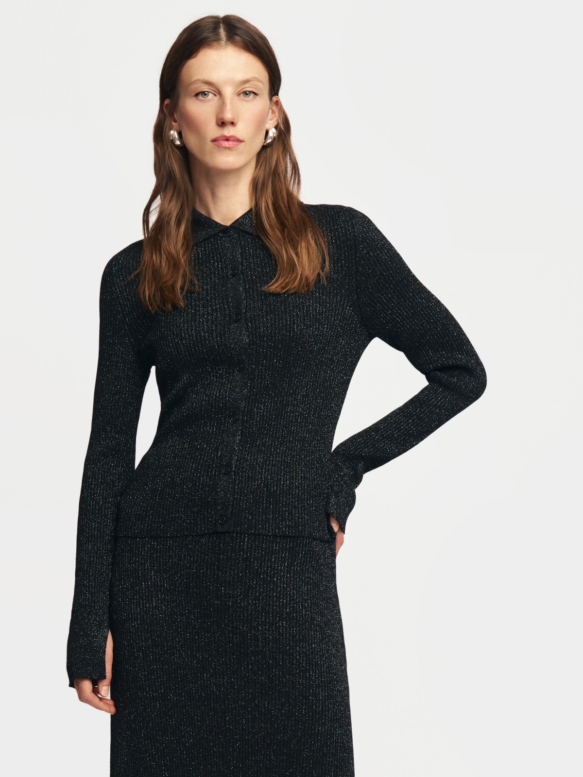 Трикотажный кардиган с люрексом 999₽