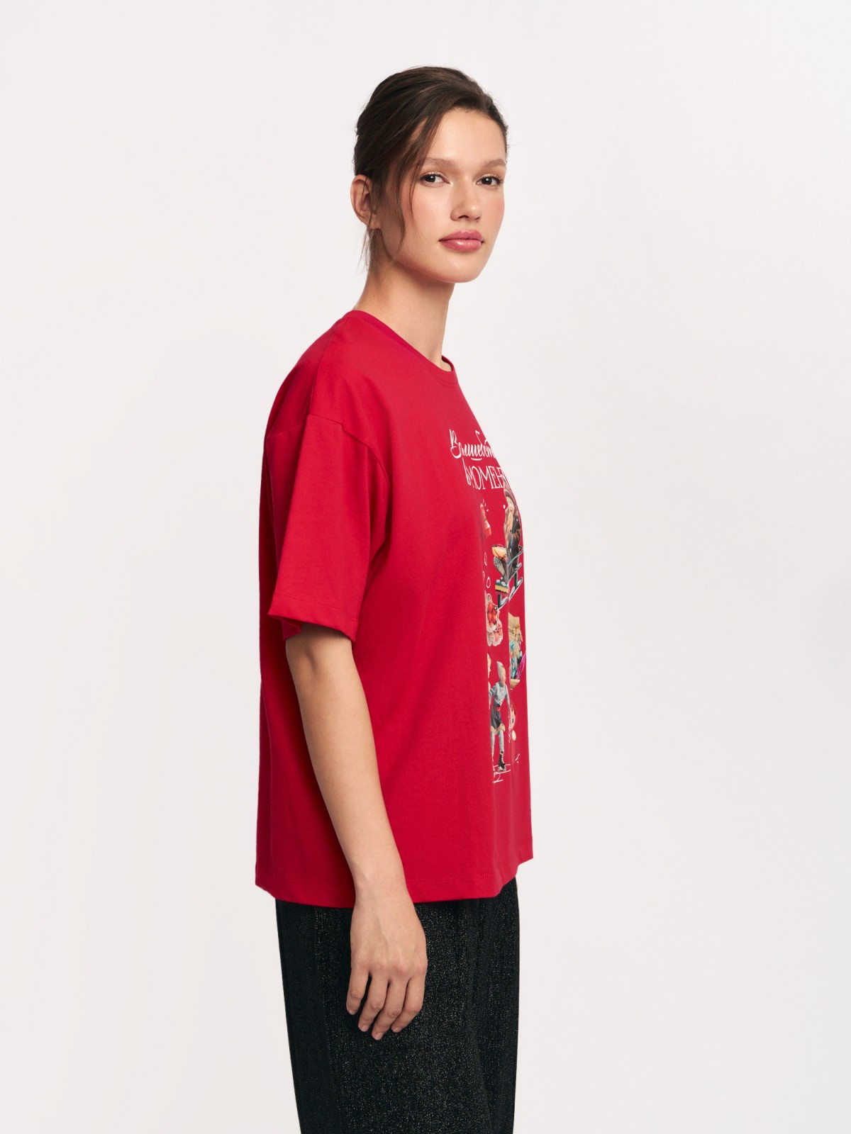 Футболка из хлопка с новогодним принтом