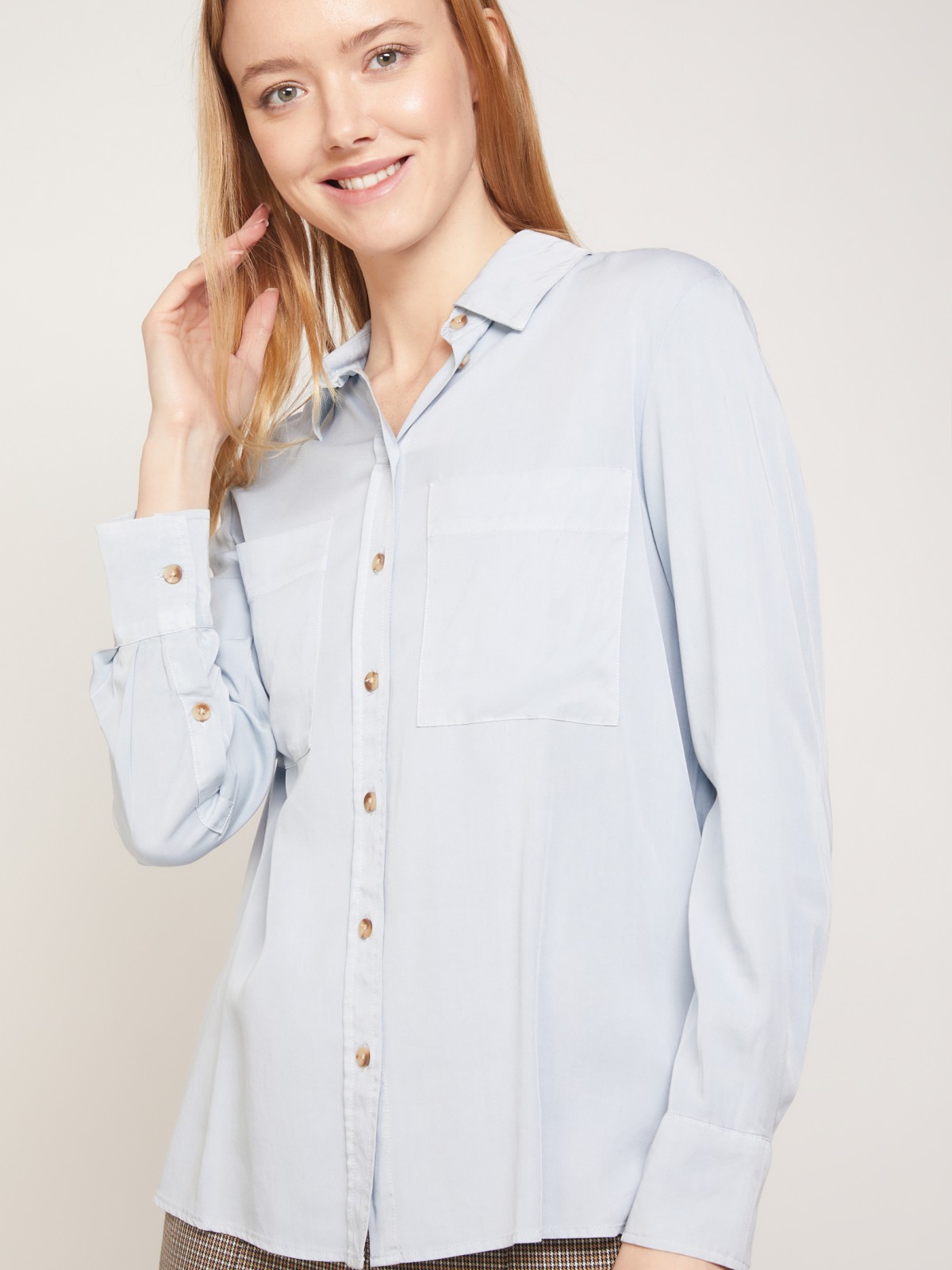 Блузка-рубашка с длинным рукавом