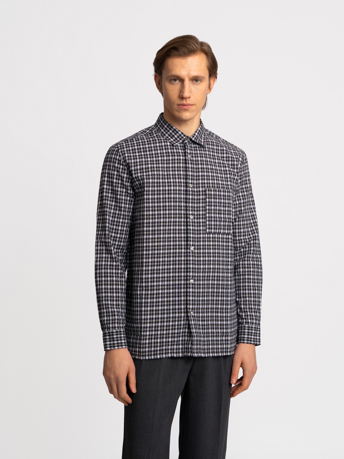 Рубашка в клетку с длинным рукавом