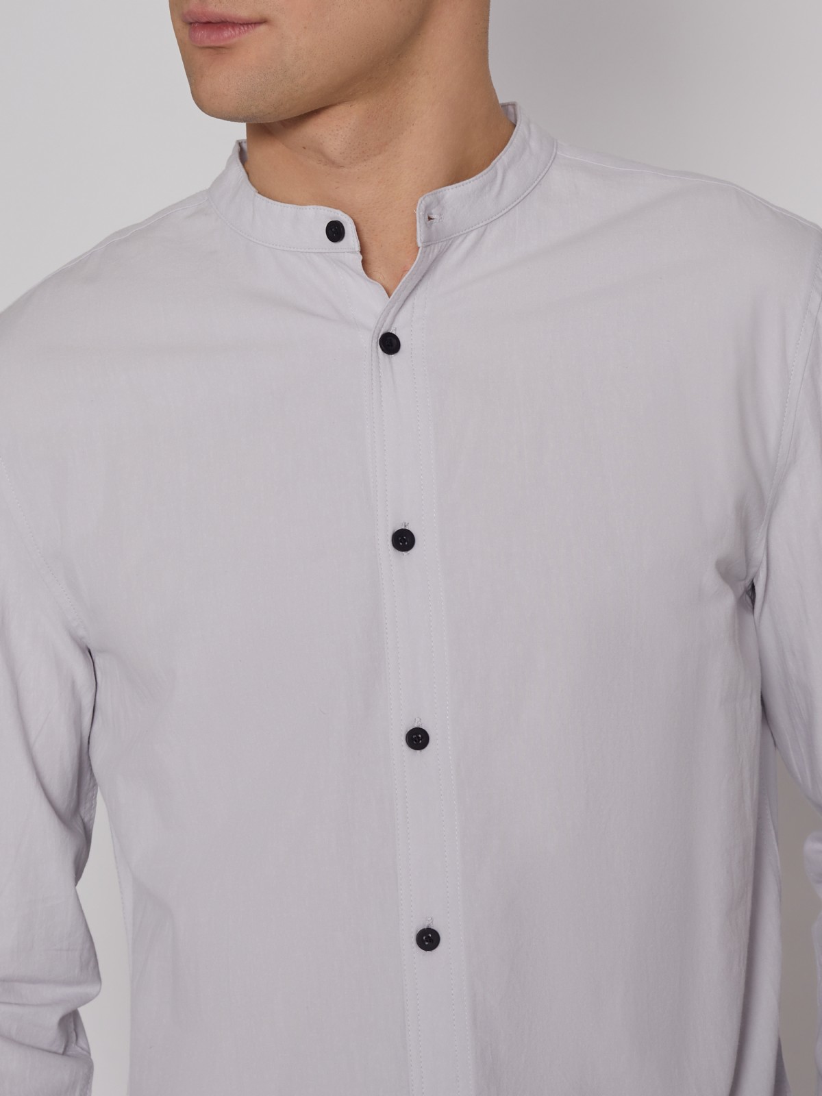 Рубашка с воротником-стойкой zolla 21221217Y031, цвет светло-серый, размер S - фото 4