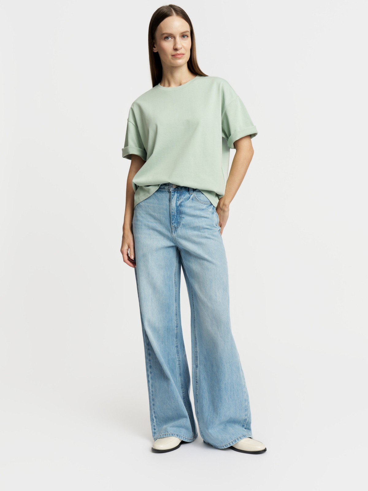 Футболка оверсайз из хлопка однотонная