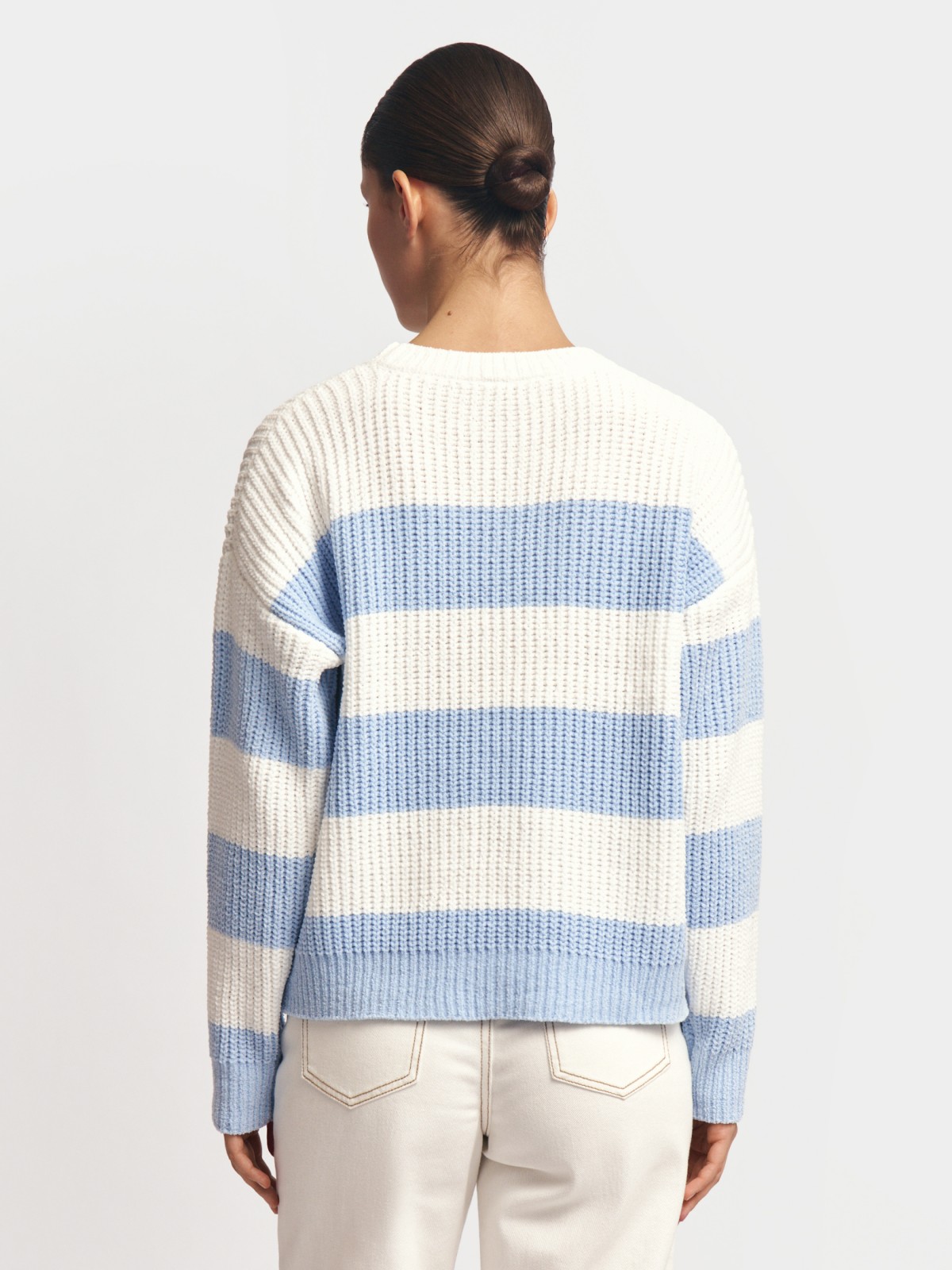 Вязаный джемпер из синели в полоску