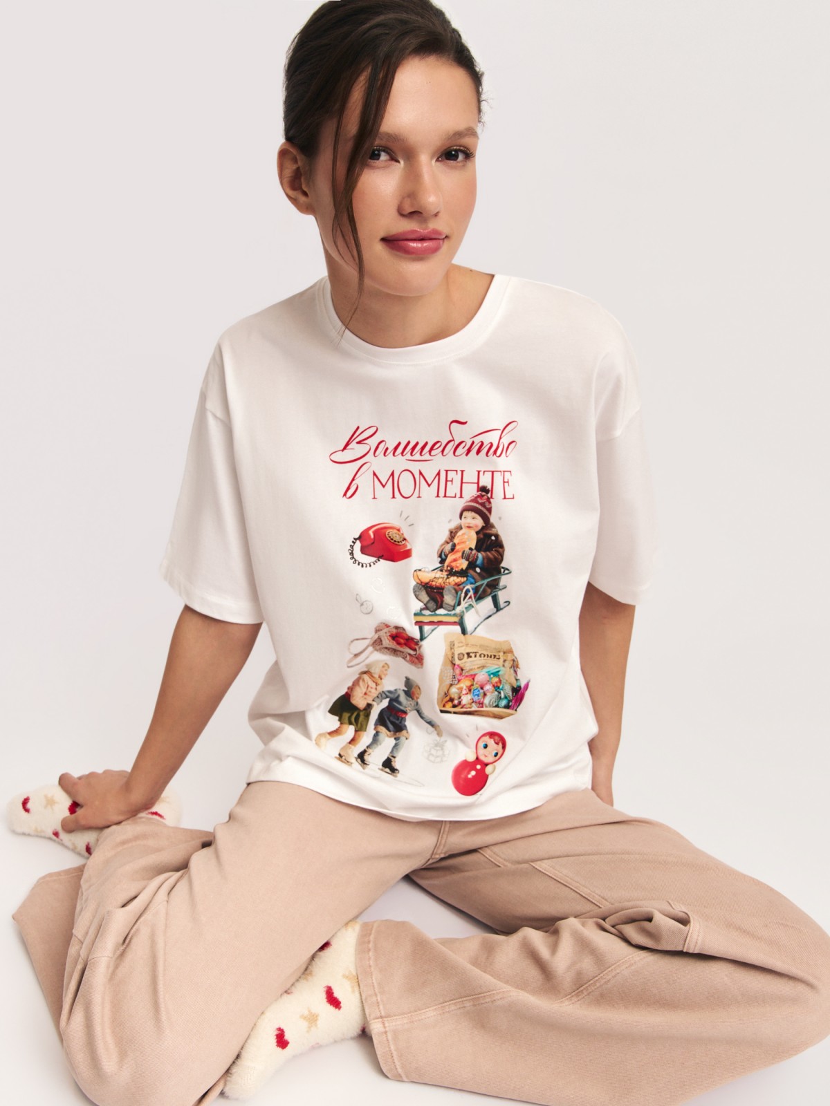 Футболка из хлопка с новогодним принтом