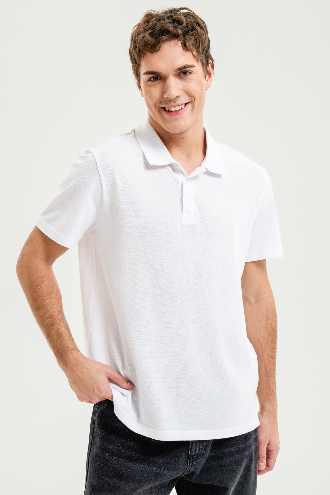 Футболка поло из хлопка однотонная