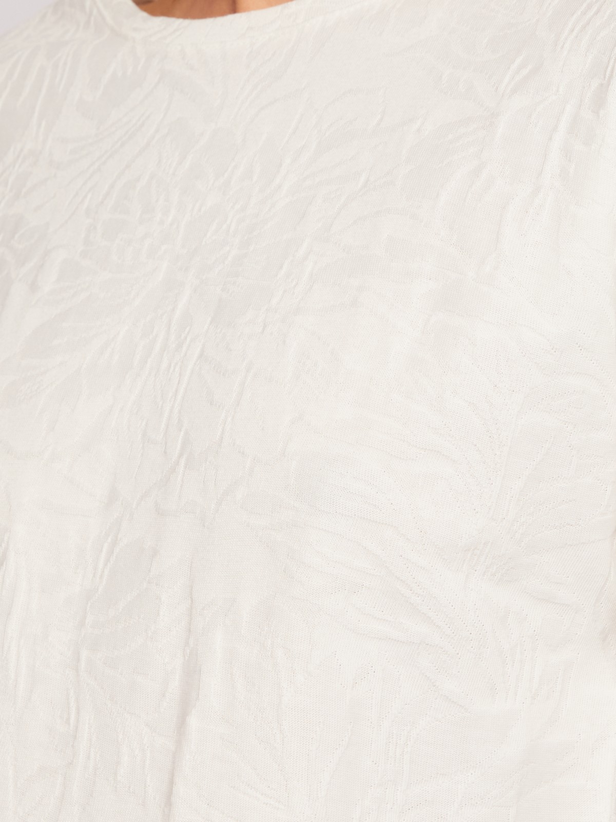 Трикотажный джемпер на резинке с фактурным узором zolla 024213152083, цвет молоко, размер M - фото 4