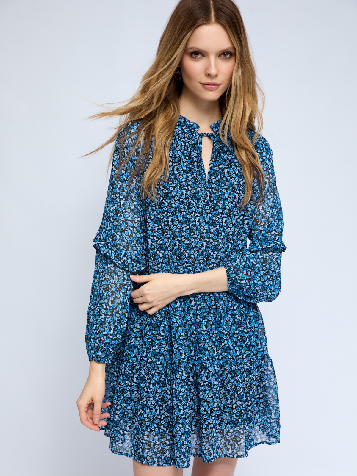 Шифоновое платье мини с цветочным принтом