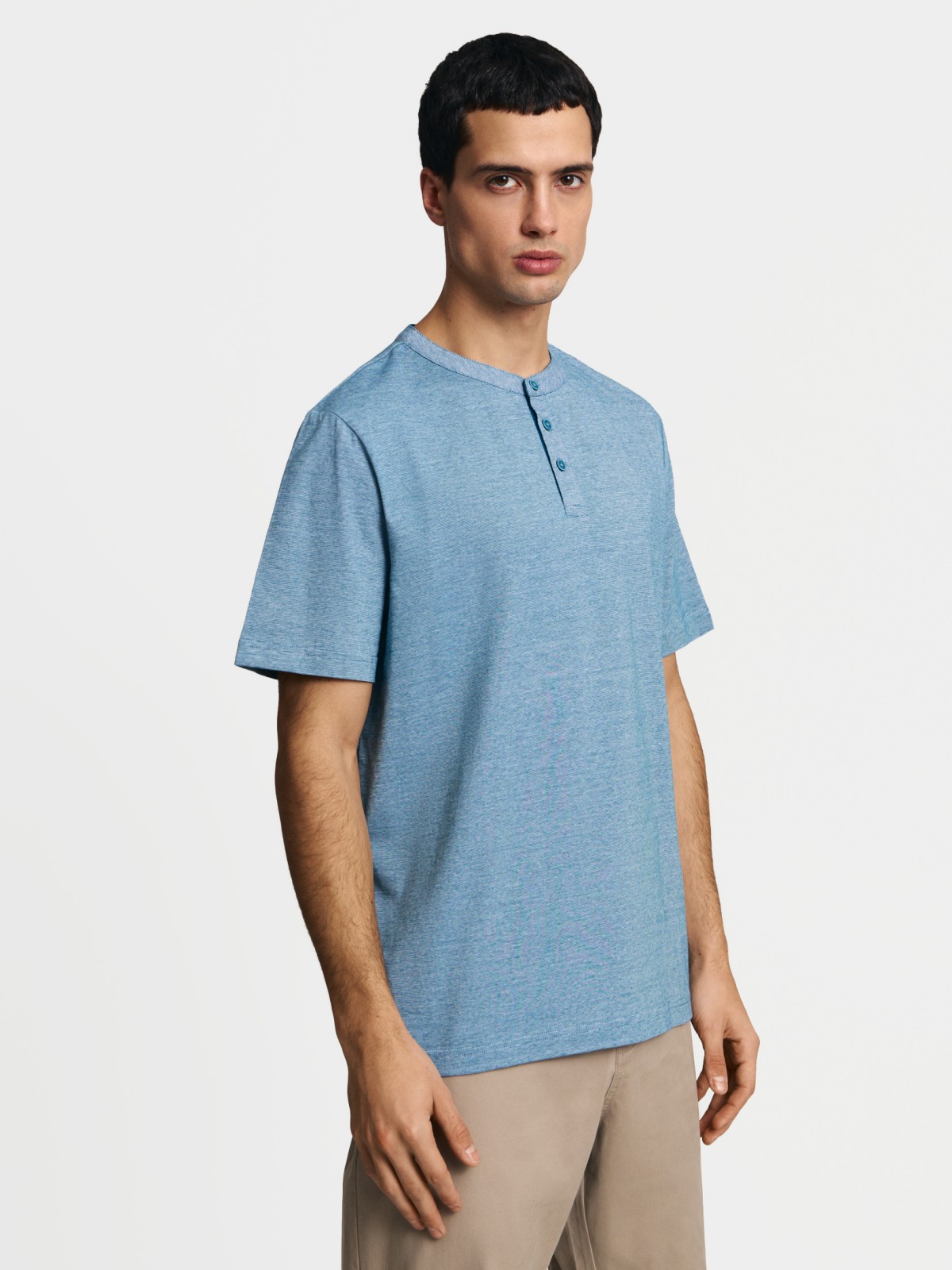 Футболка хенли из хлопка в полоску