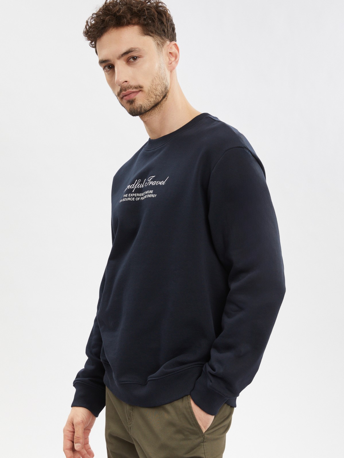 Свитшот из хлопка с принтом-надписью