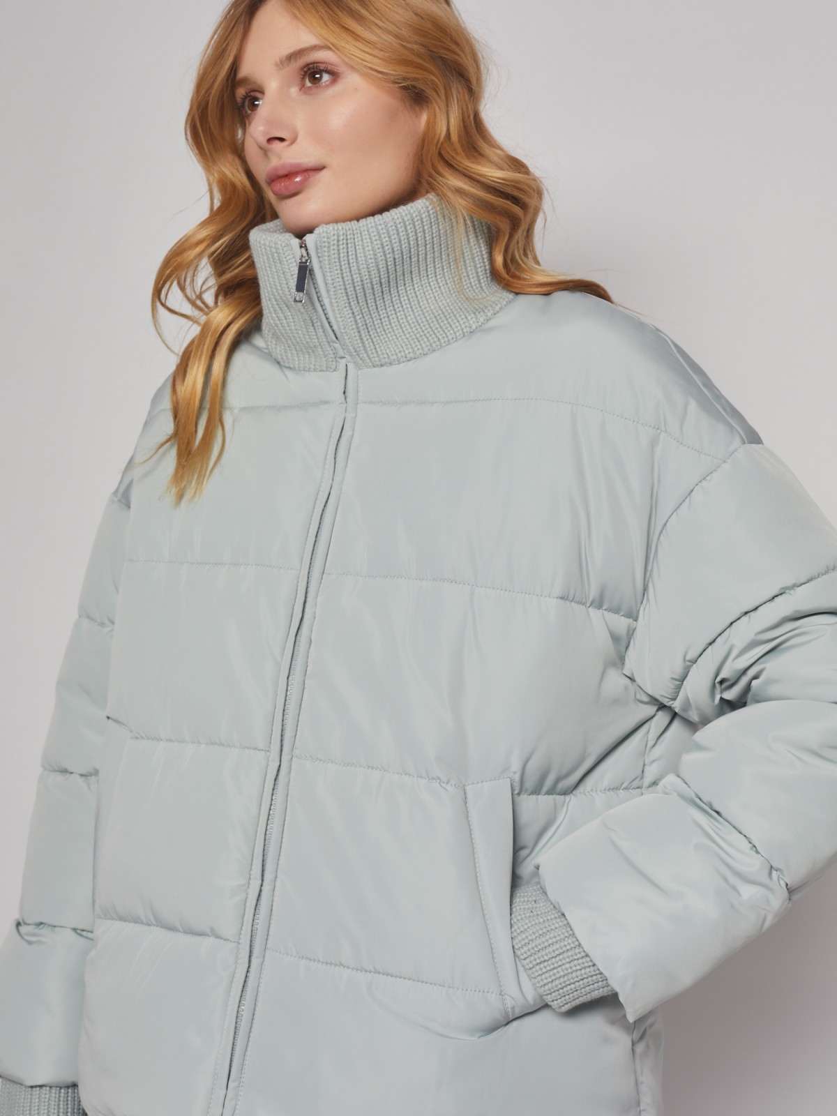 Тёплая куртка с вязаными манжетами и воротником zolla 02312510L014, цвет мятный, размер XS - фото 5