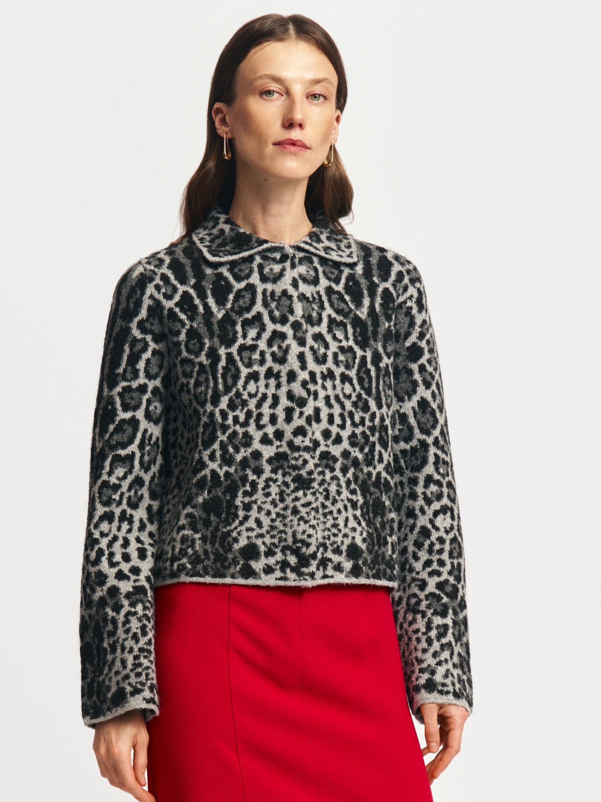 Трикотажный кардиган-жакет леопардовый