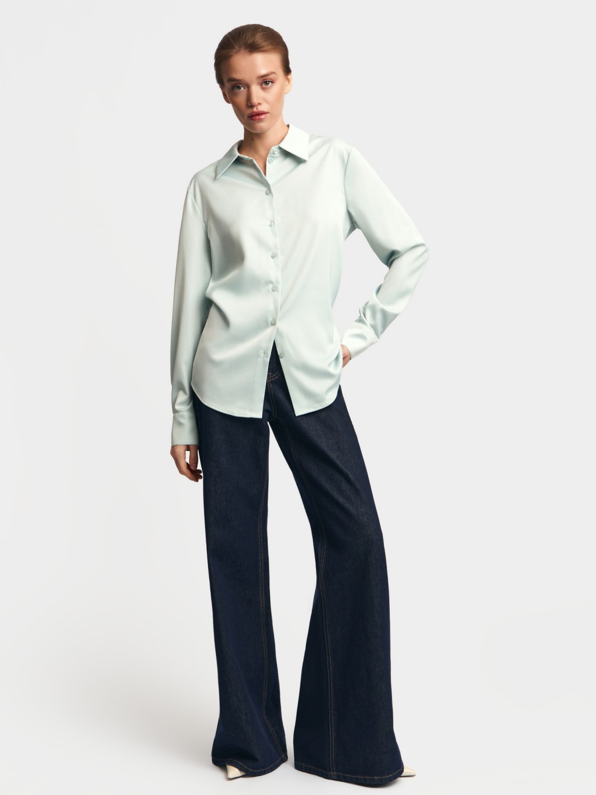 Джинсы силуэта Bootcut с высокой посадкой