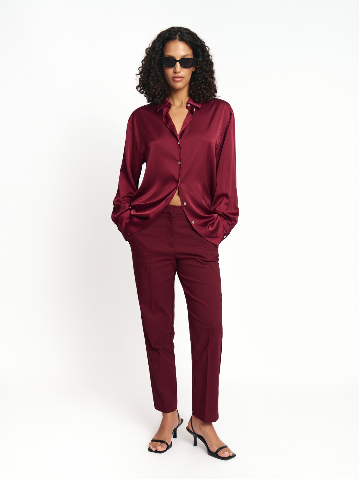 Офисная атласная рубашка