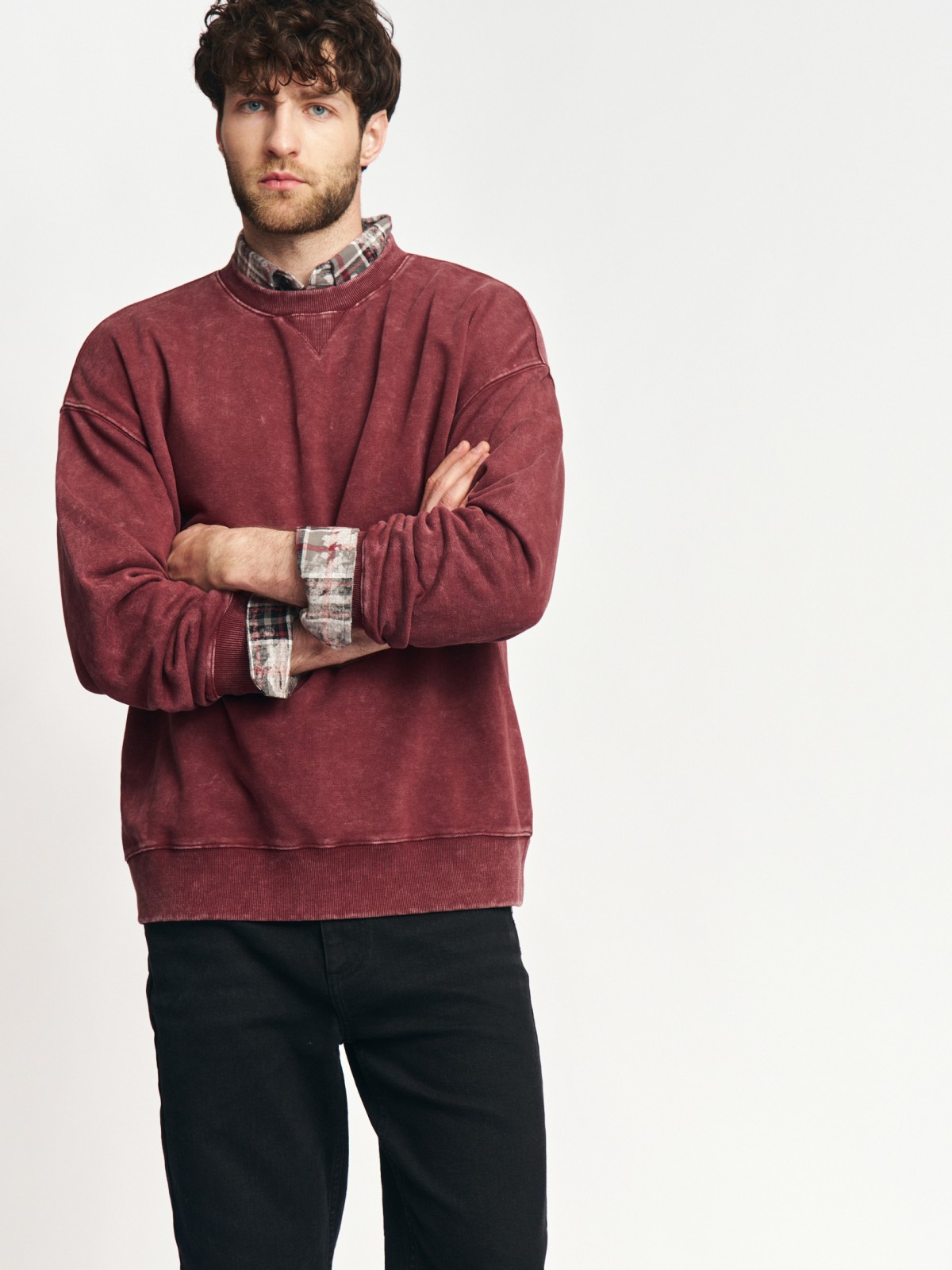 Трикотажный свитшот однотонный