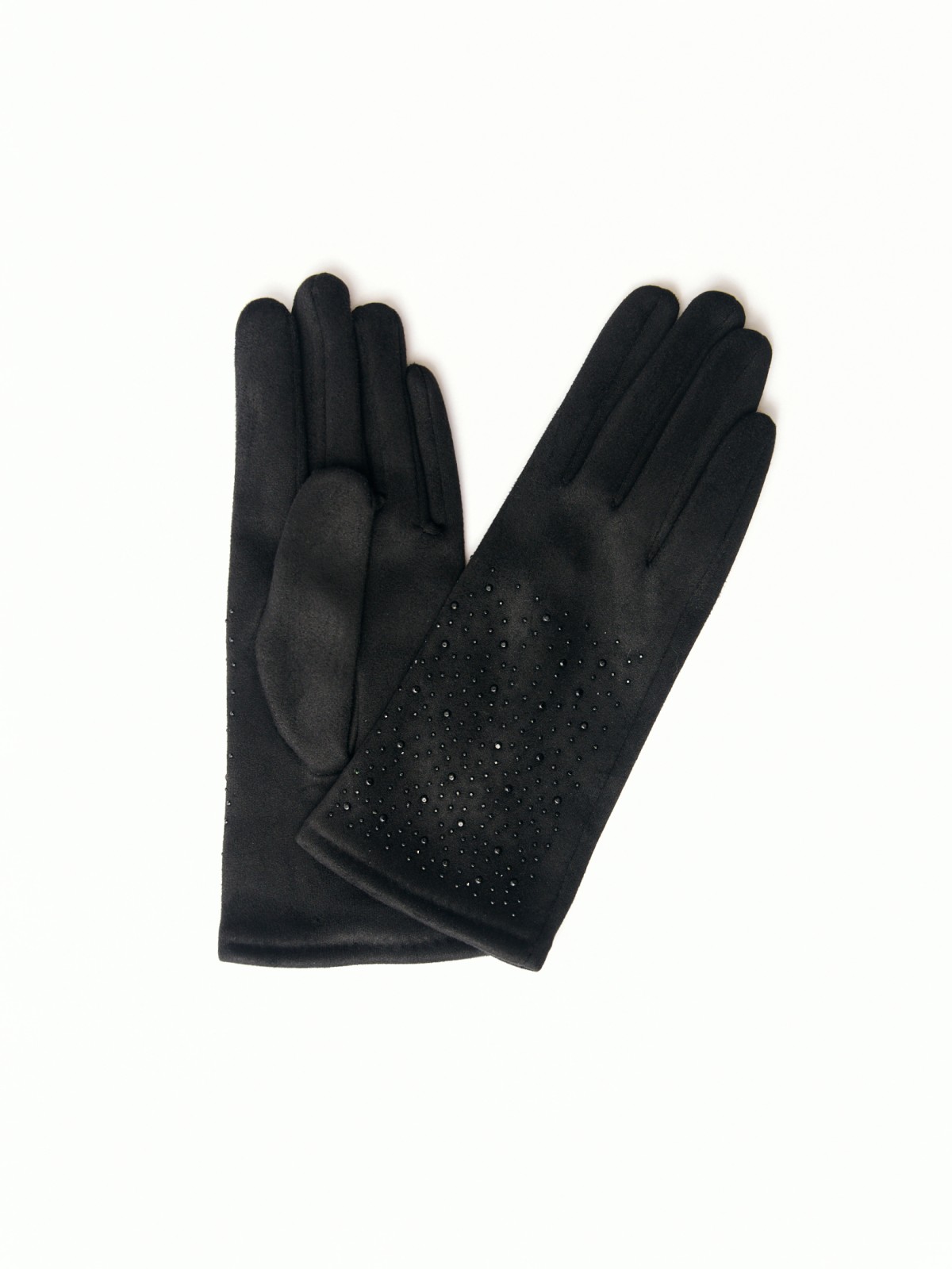 Утеплённые текстильные перчатки со стразами