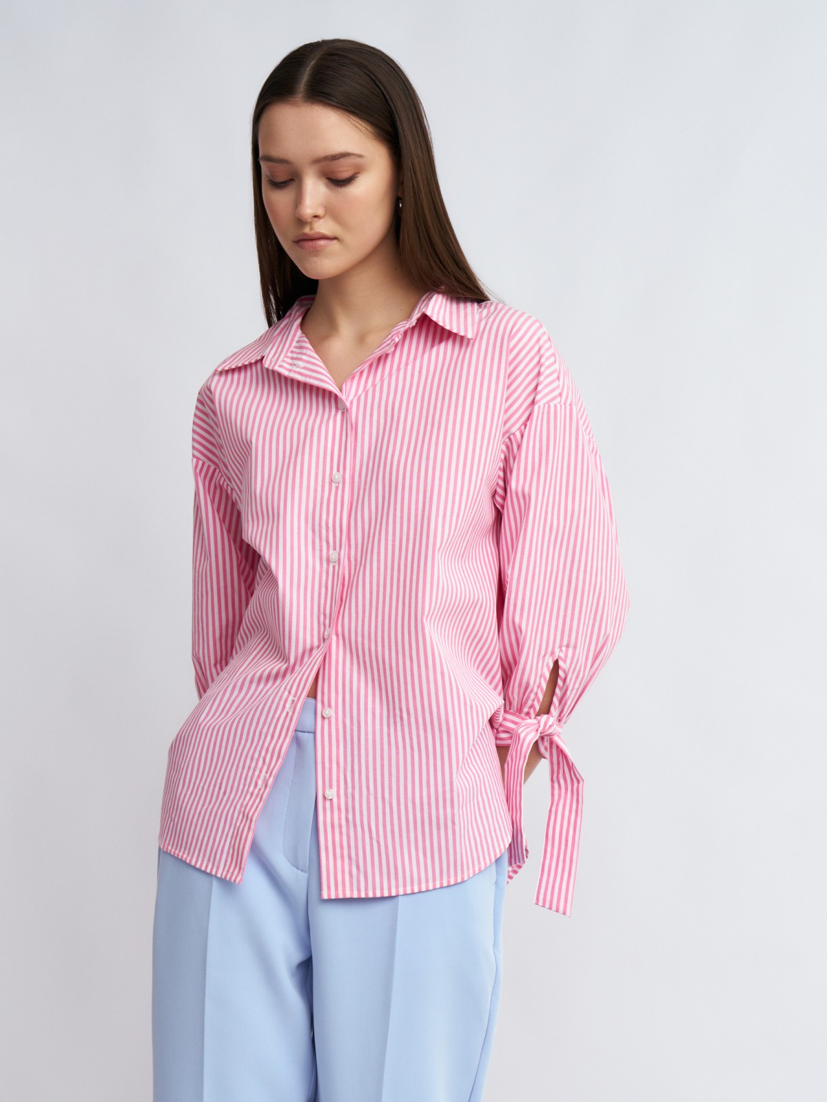 Рубашка из хлопка с акцентными манжетами