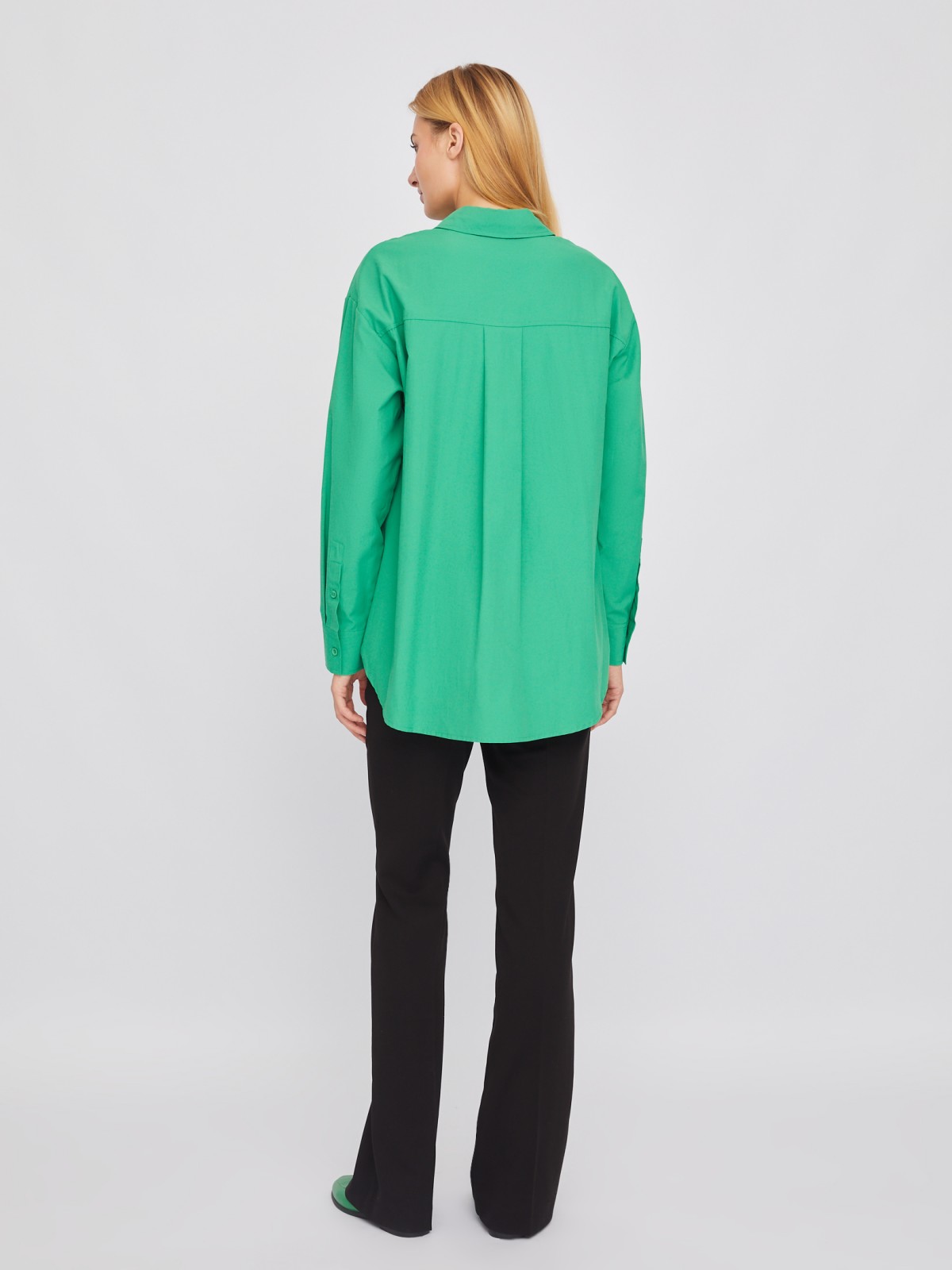 Рубашка свободного силуэта с длинным рукавом zolla 02411117Y553, цвет зеленый, размер XS - фото 6