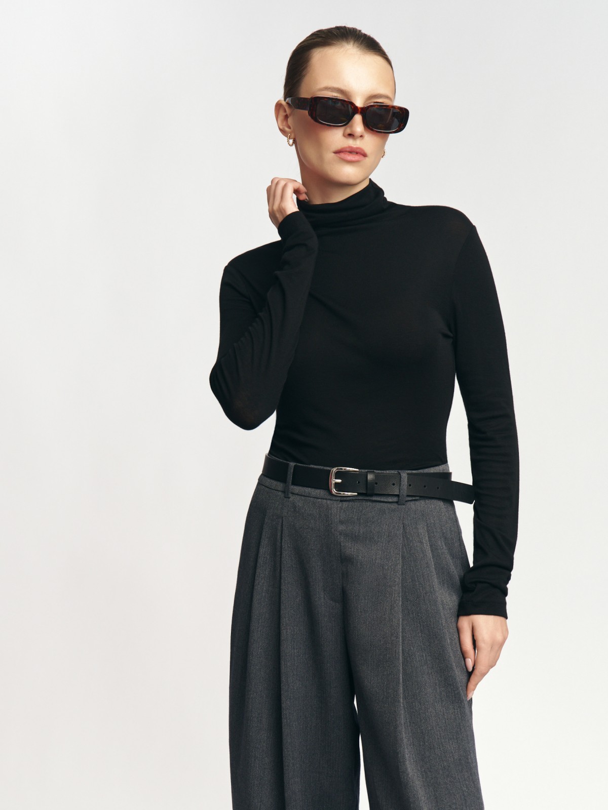 Трикотажная шерстяная водолазка-лонгслив