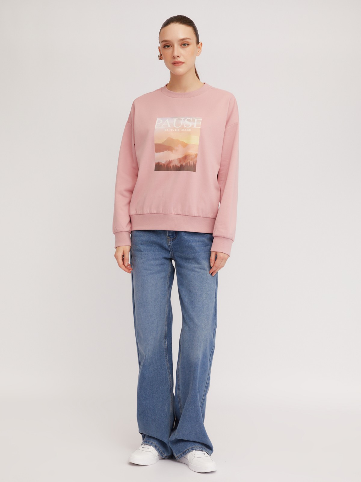 Утеплённый свитшот с принтом