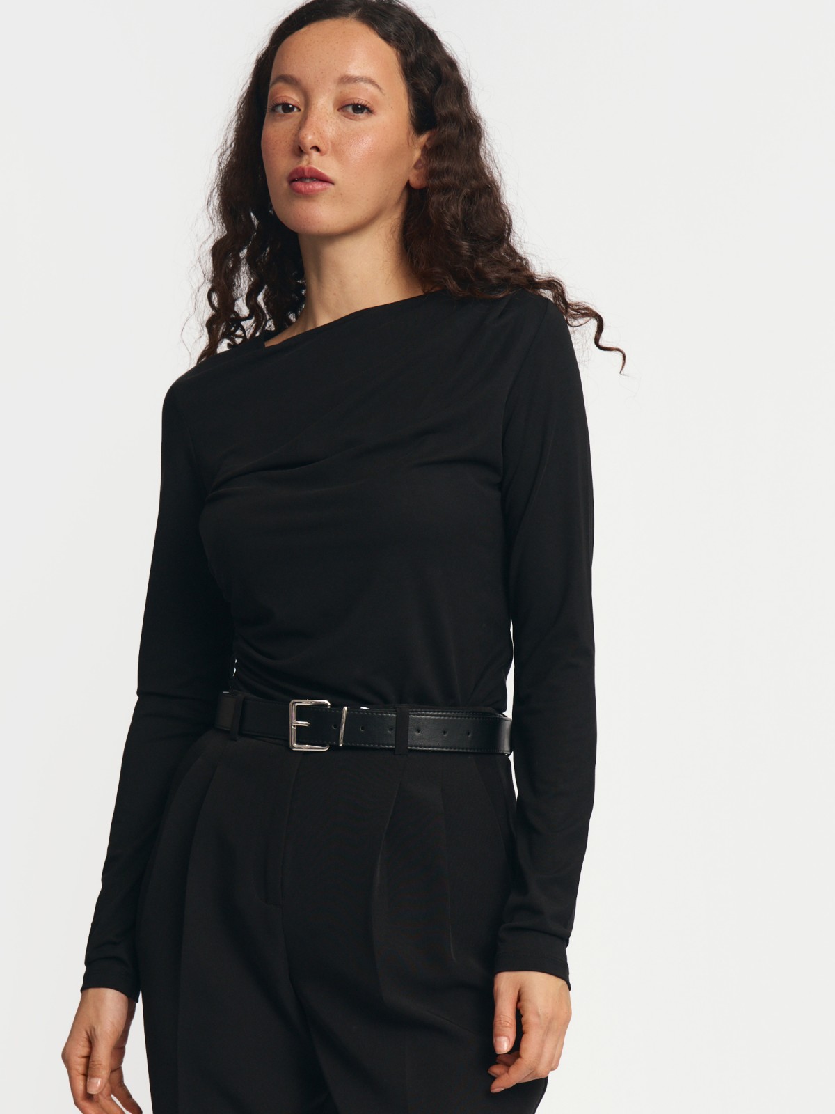 Трикотажный топ-лонгслив с драпировкой