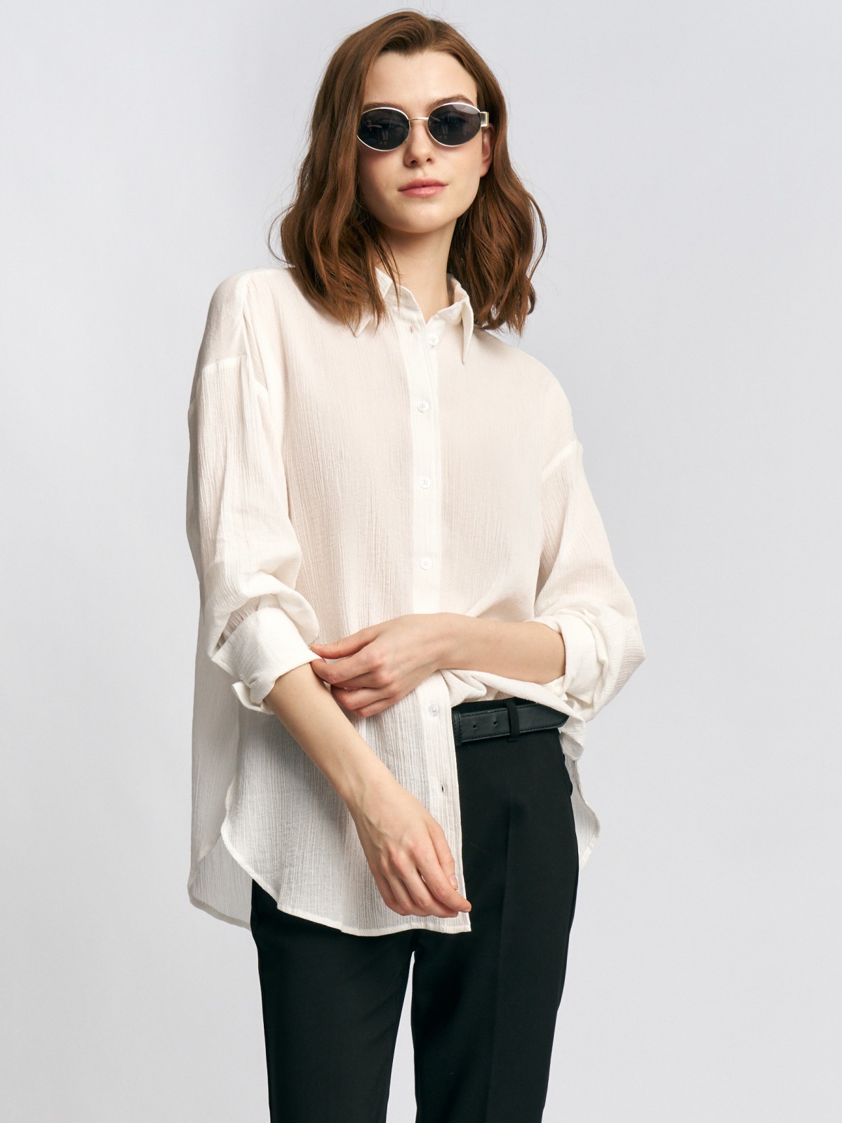 Рубашка оверсайз из хлопка с длинным рукавом