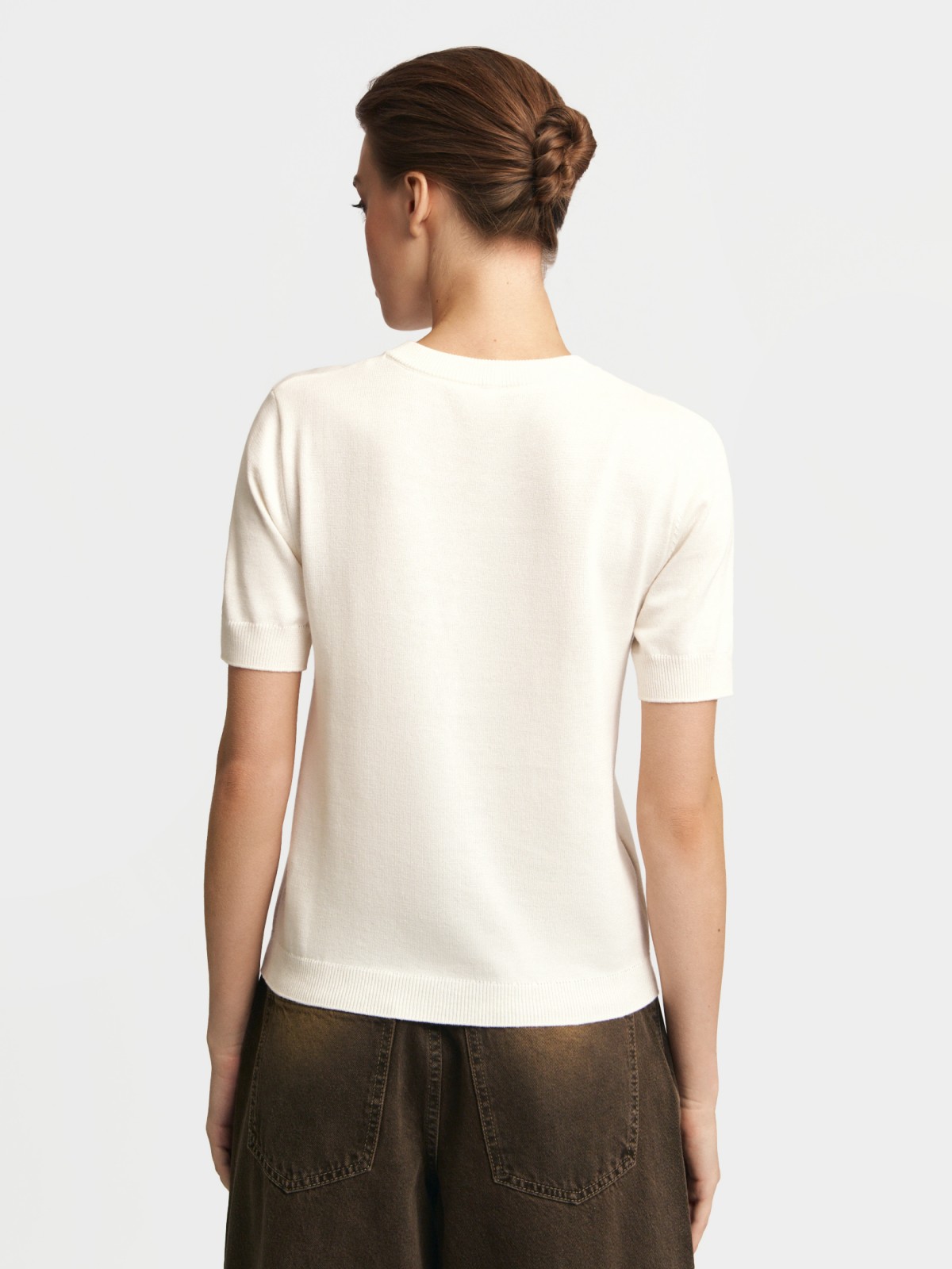 Трикотажный джемпер с коротким рукавом