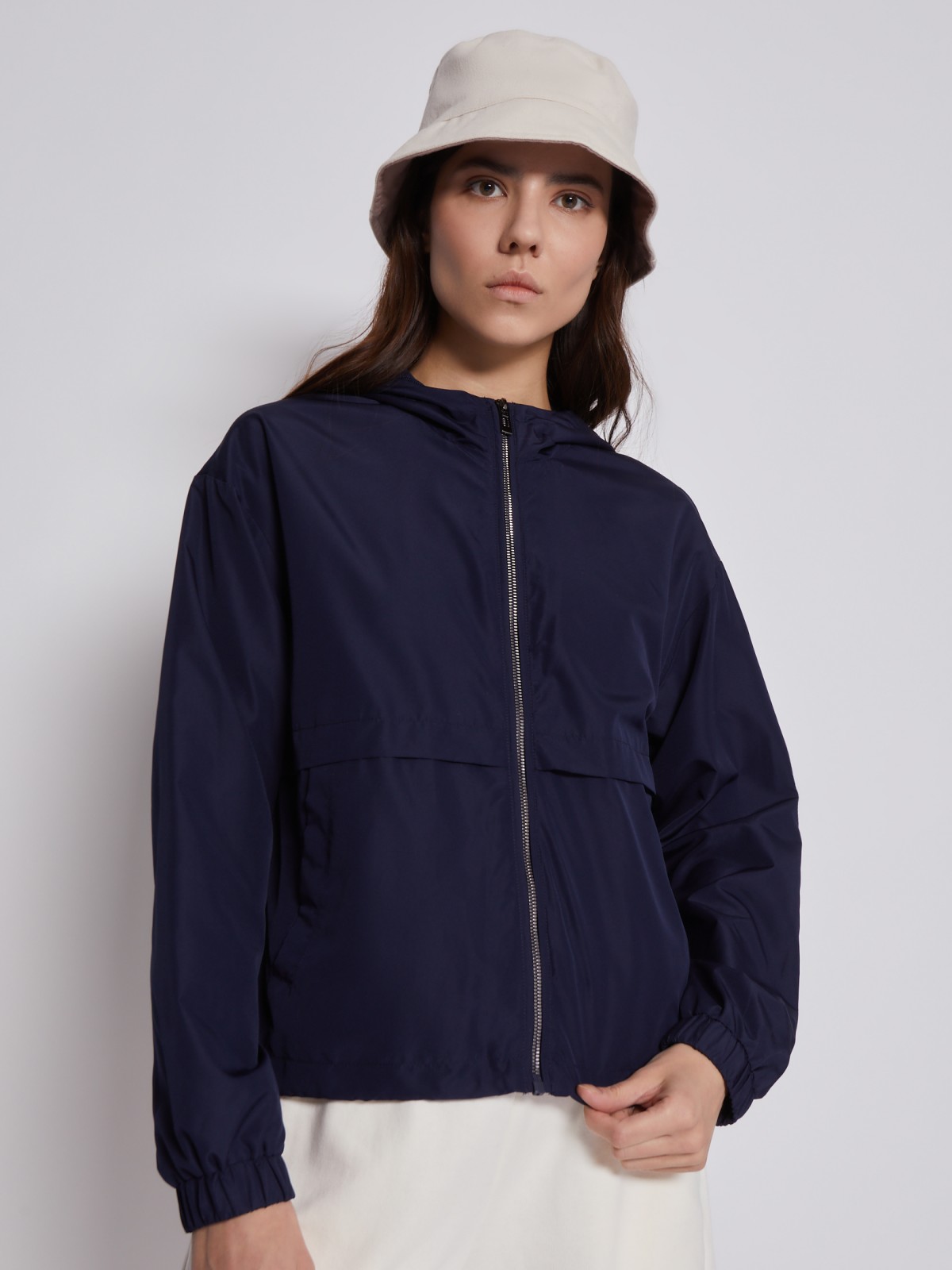 Куртка-ветровка с капюшоном zolla 023215602144, цвет синий, размер XS - фото 4