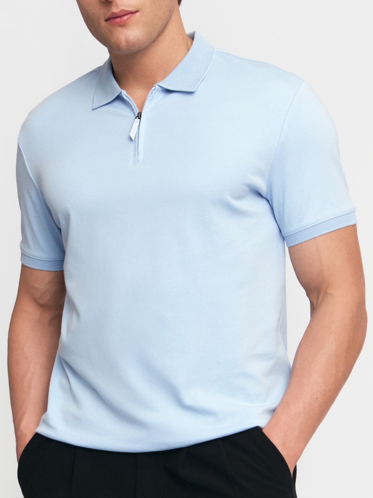 Футболка поло из хлопка на молнии