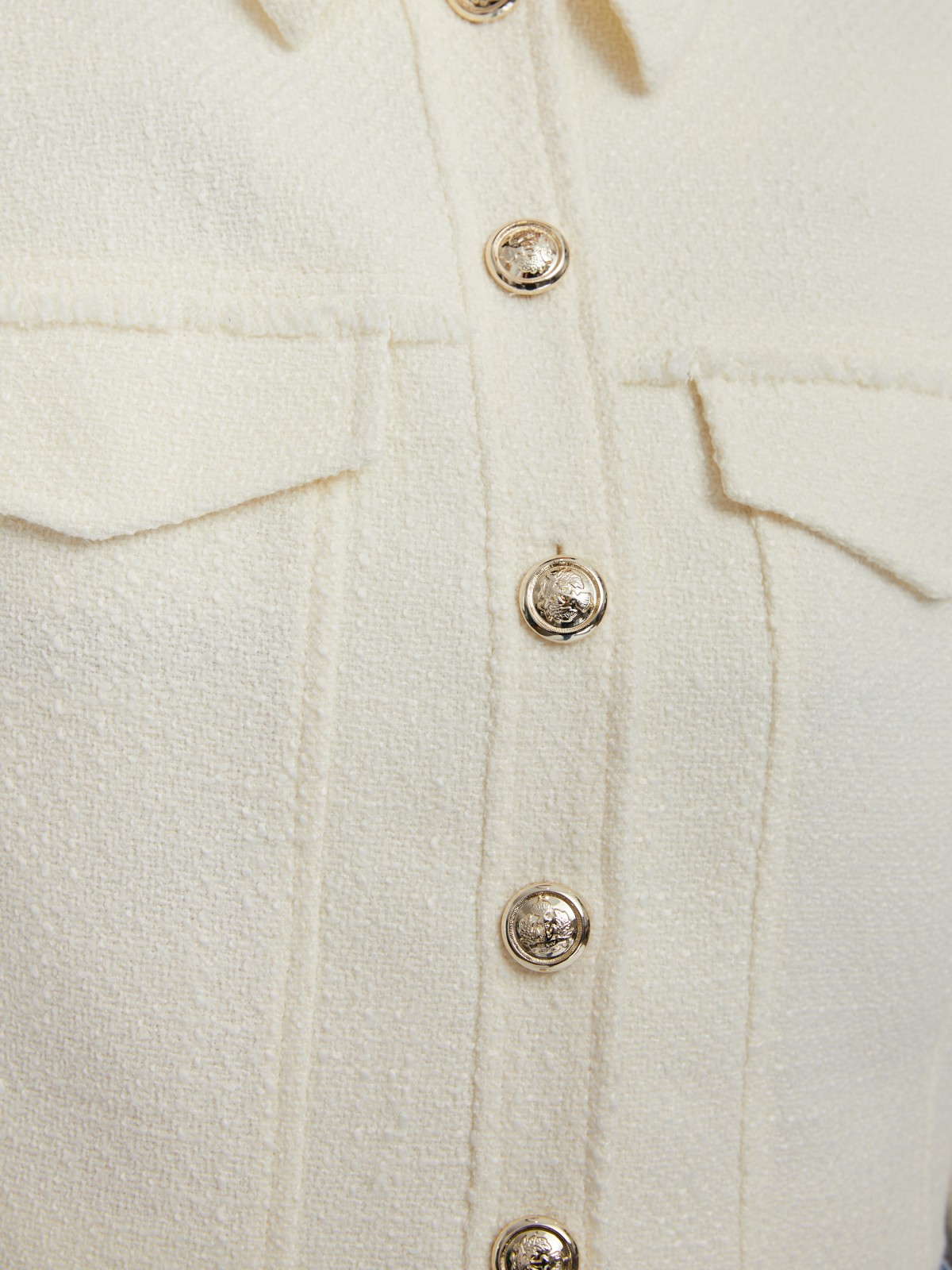 Укороченная куртка-жакет из жаккардовой ткани zolla 024135470061, цвет молоко, размер XL - фото 5