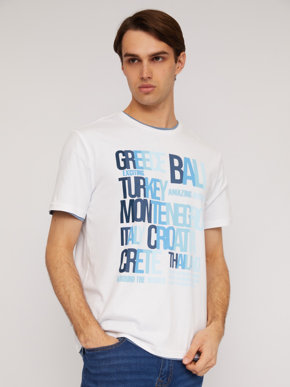 Футболка из хлопка с принтом-надписью