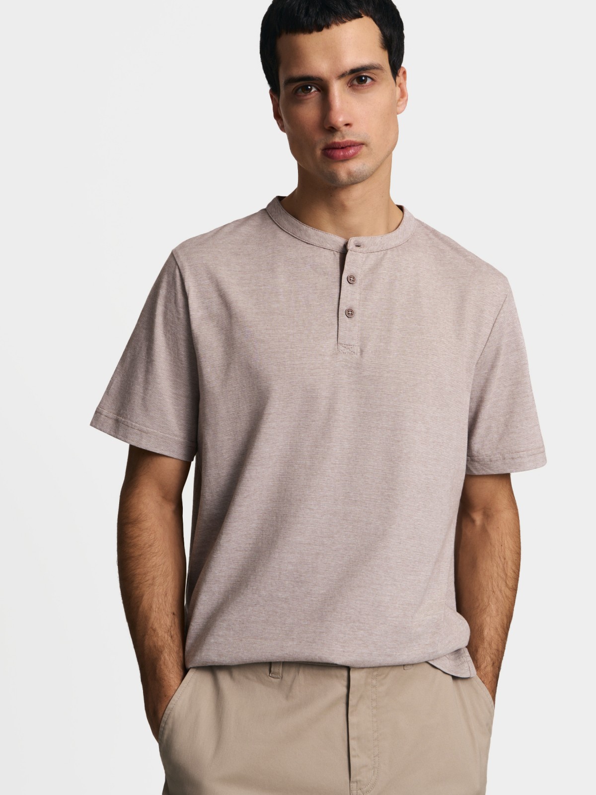 Футболка хенли из хлопка в полоску