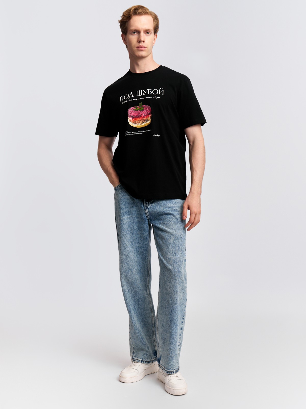 Новогодняя футболка из хлопка с принтом