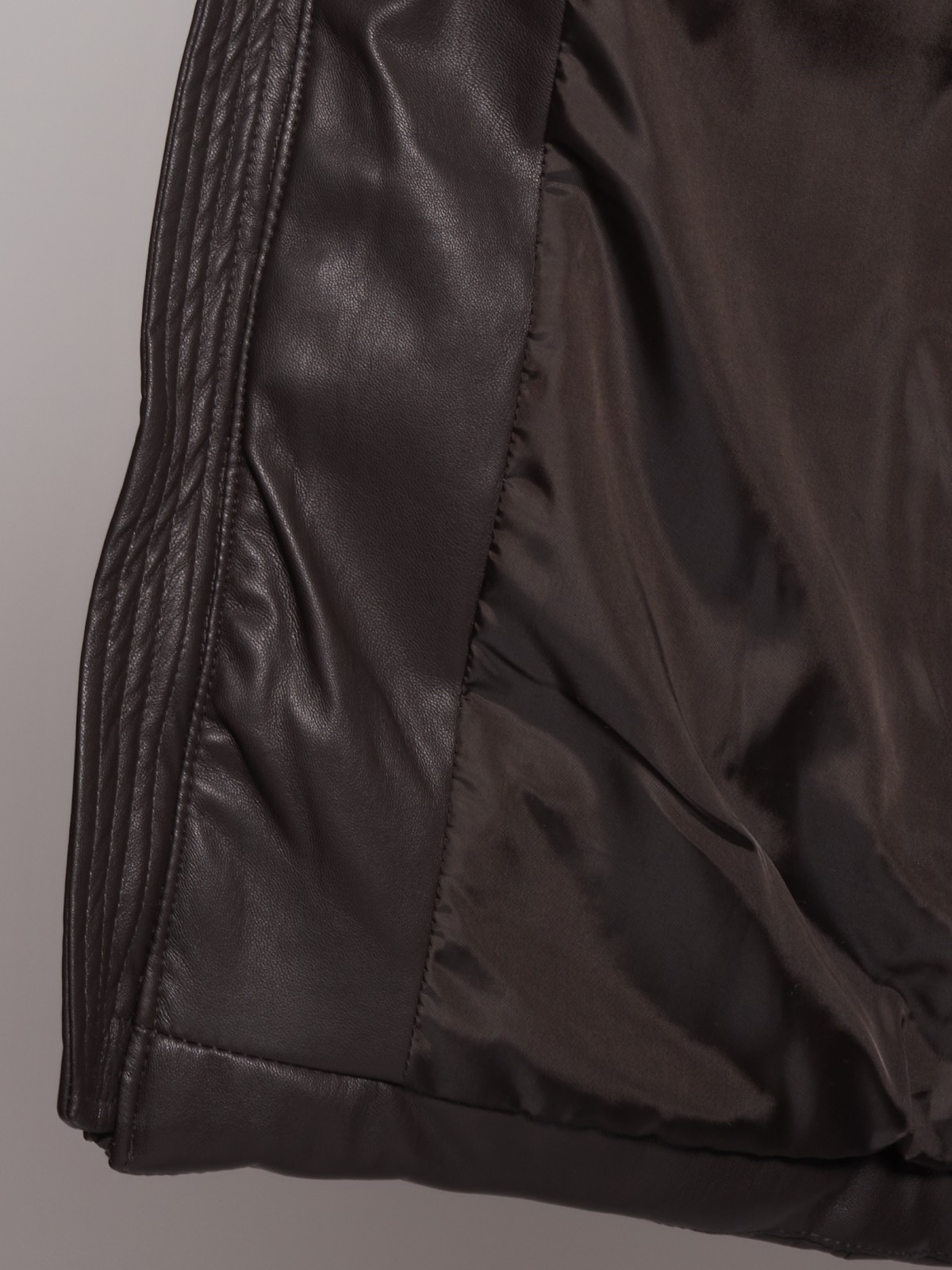Тёплая куртка из экокожи с высоким воротником zolla 012425102184, цвет коричневый, размер M - фото 3