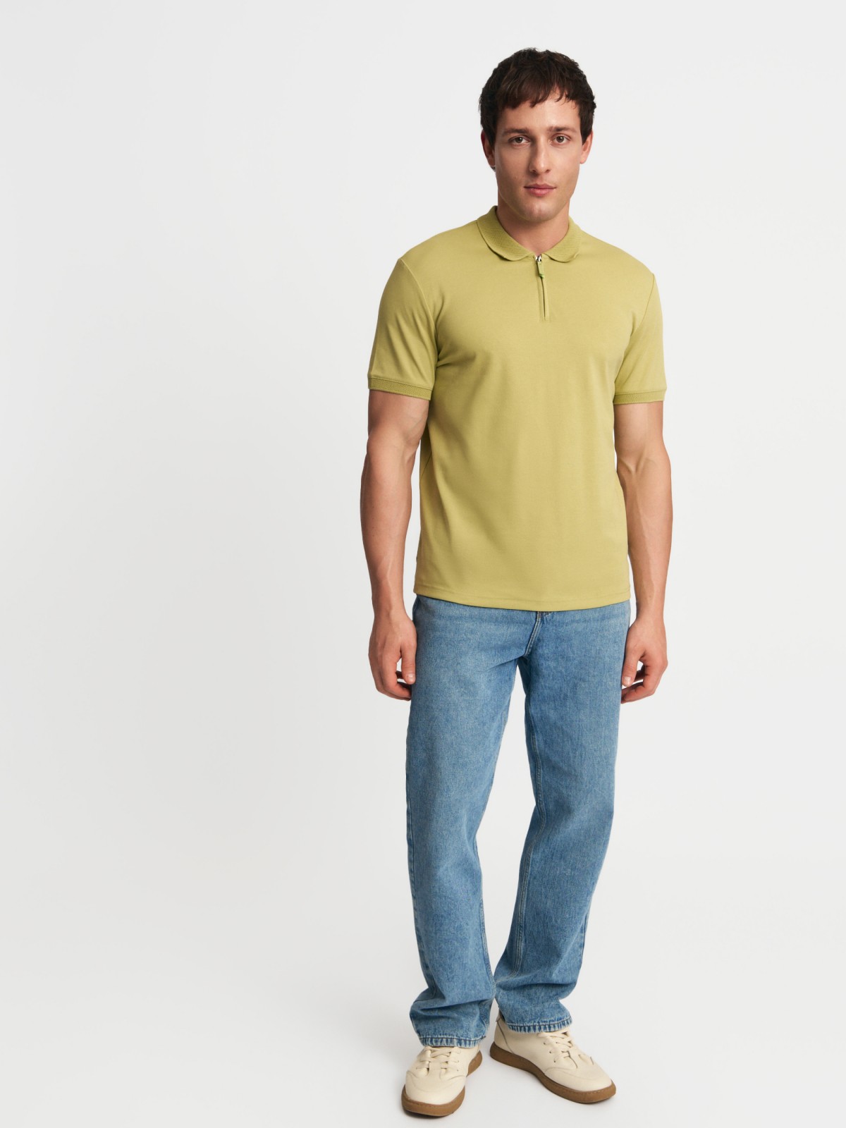 Футболка поло из хлопка на молнии