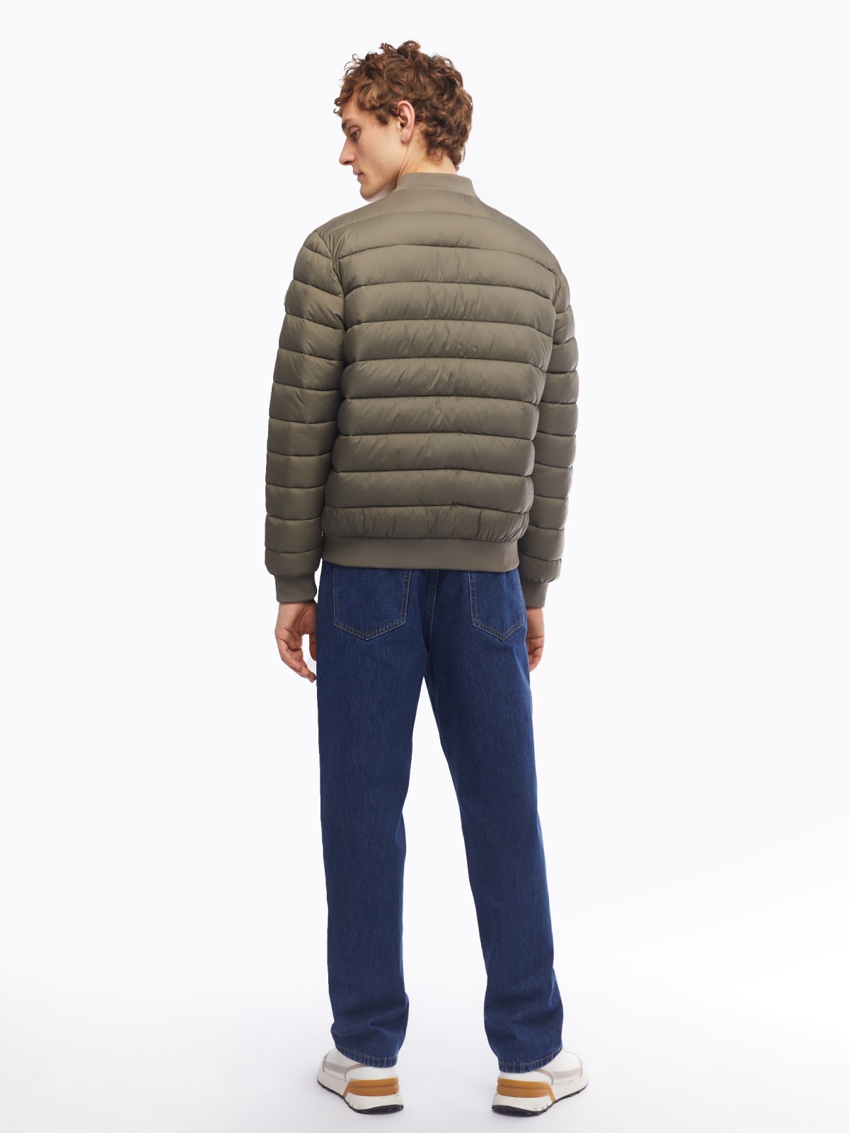 Лёгкая утеплённая куртка-бомбер с воротником-стойкой zolla 014125102104, цвет хаки, размер M - фото 6