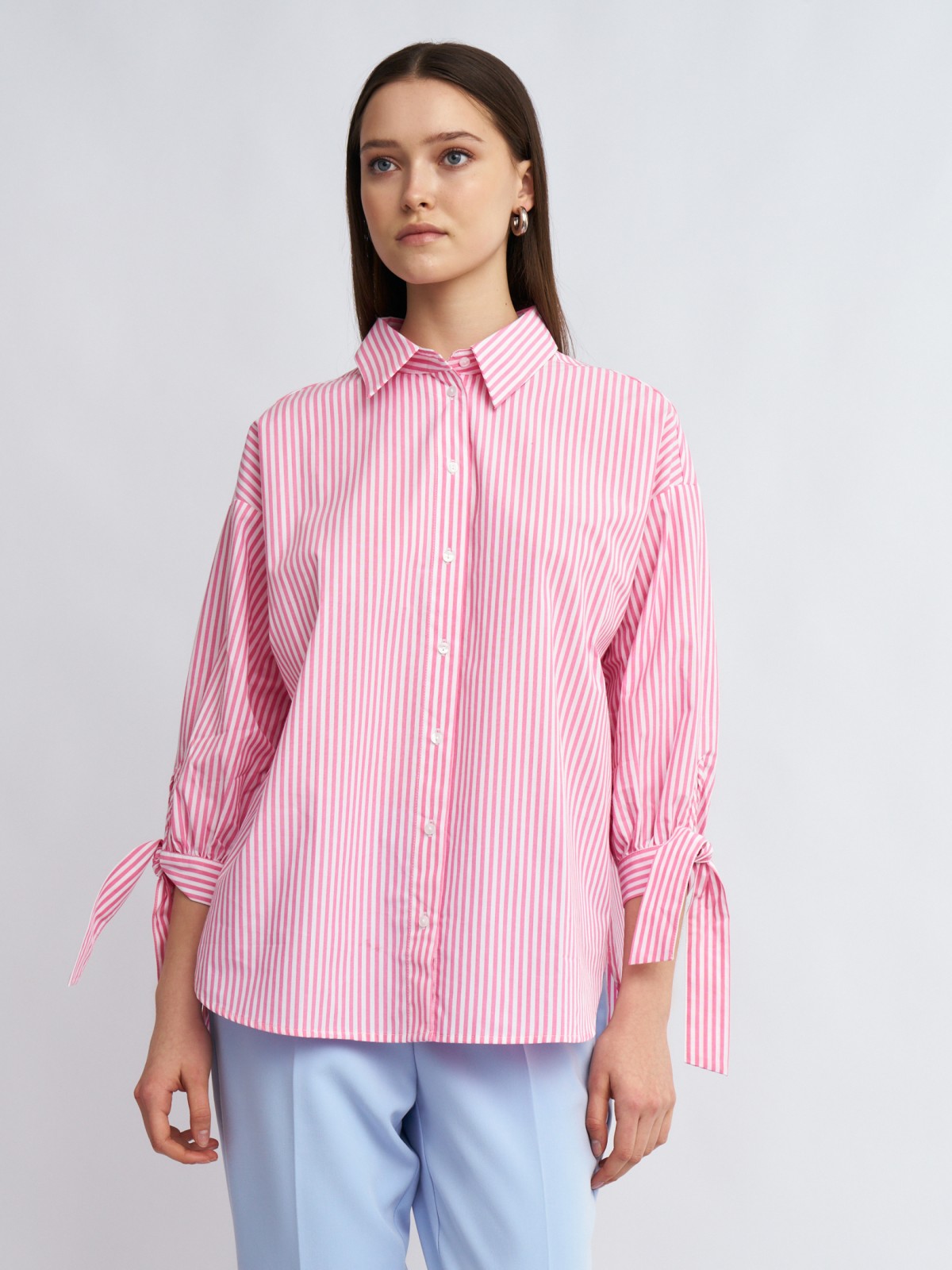 Рубашка из хлопка с акцентными манжетами